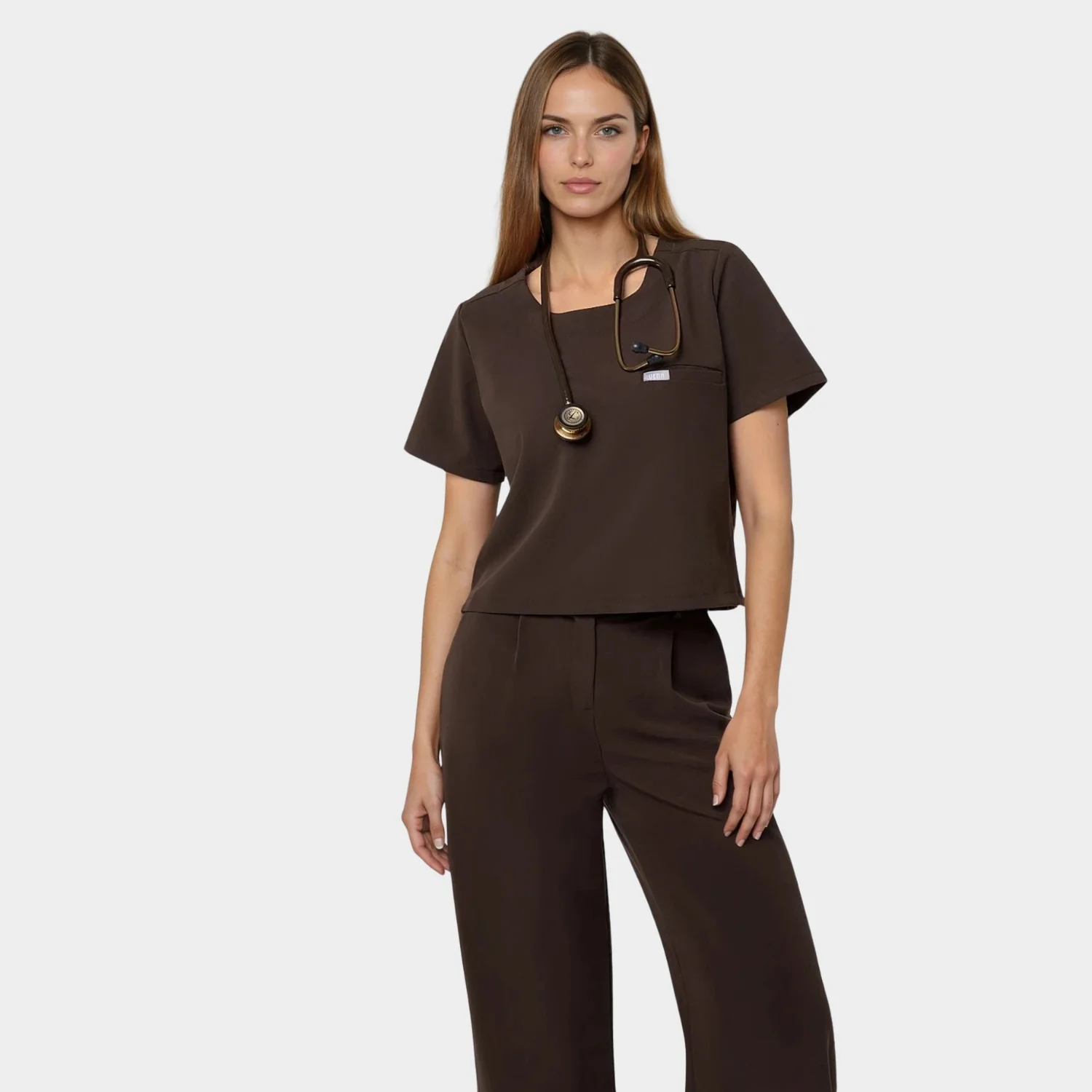 Bluza medyczna damska GAJA - DARK CHOCOLATE