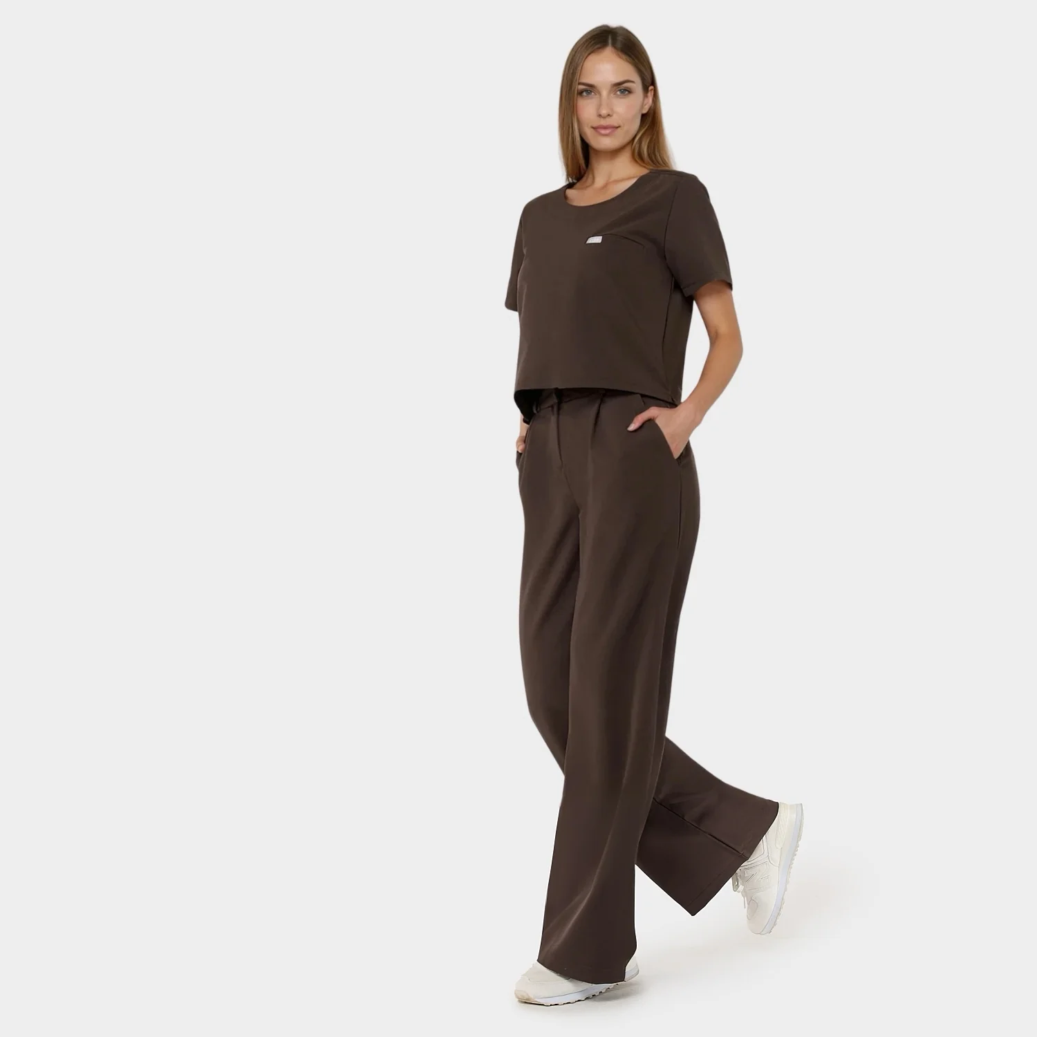 Bluza medyczna damska GAJA - DARK CHOCOLATE - Image 2
