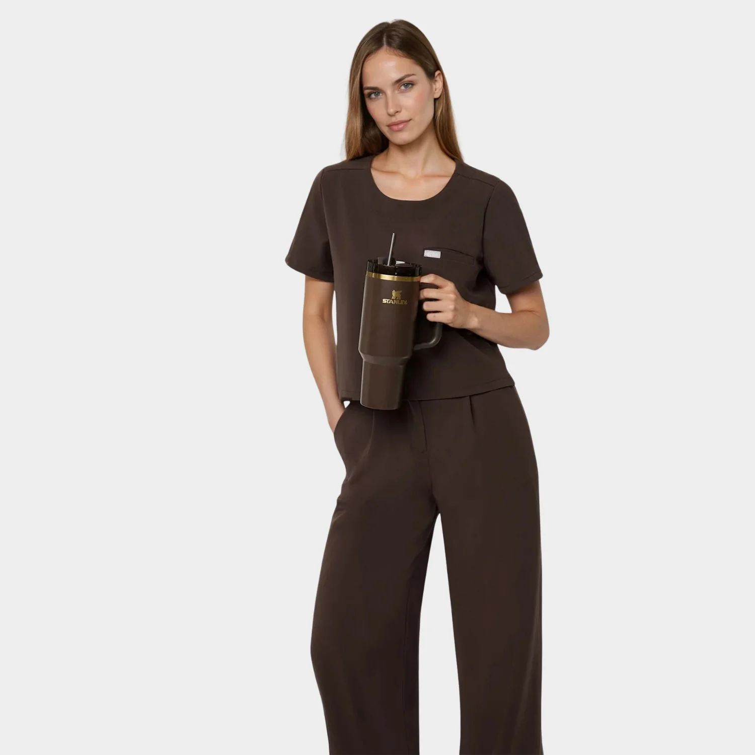 Bluza medyczna damska GAJA - DARK CHOCOLATE - Image 3