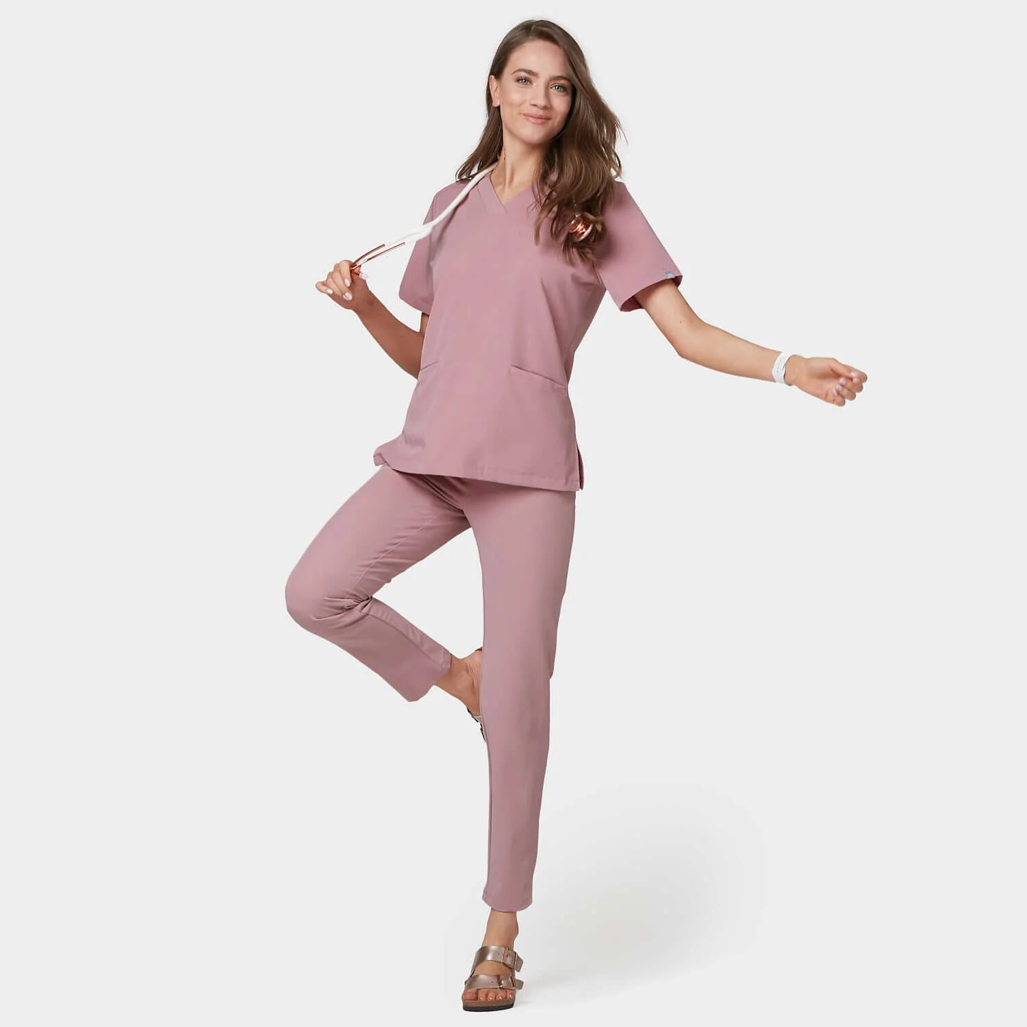 Bluza medyczna EMILY scrubs - BLOSSOM PINK - Image 2