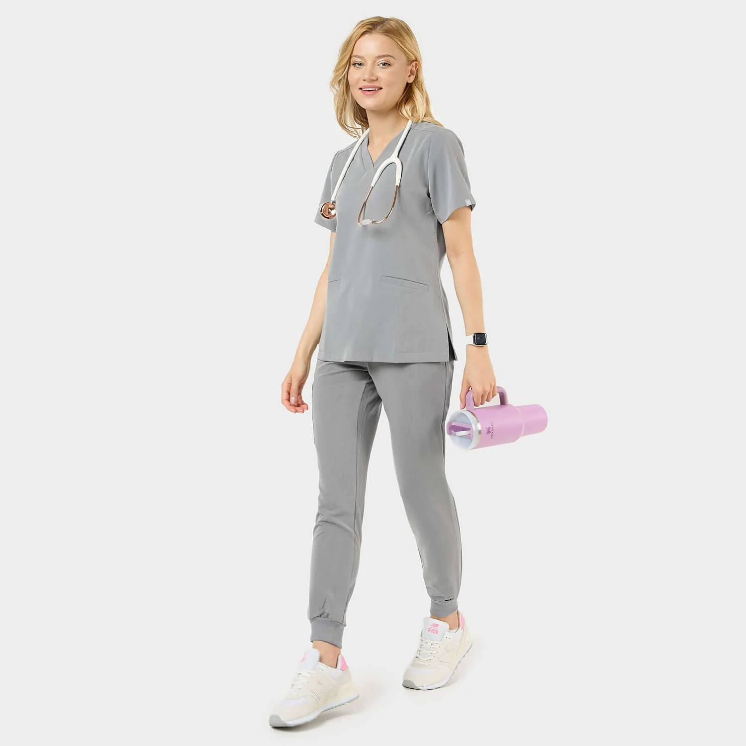 Bluza medyczna EMILY scrubs - MISTY GREY - Image 2