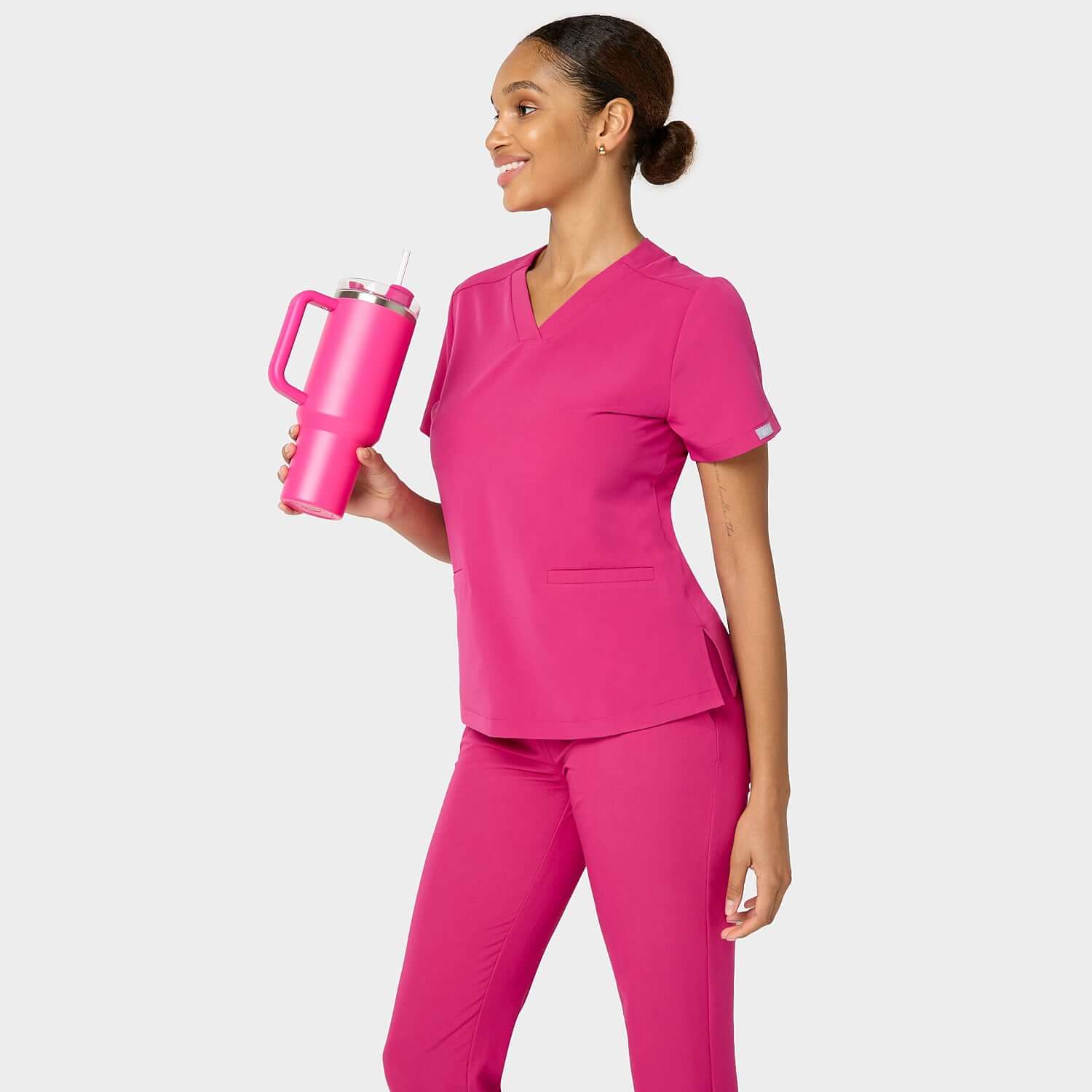 Bluza medyczna EMILY scrubs - RASPBERRY SORBET - Image 3