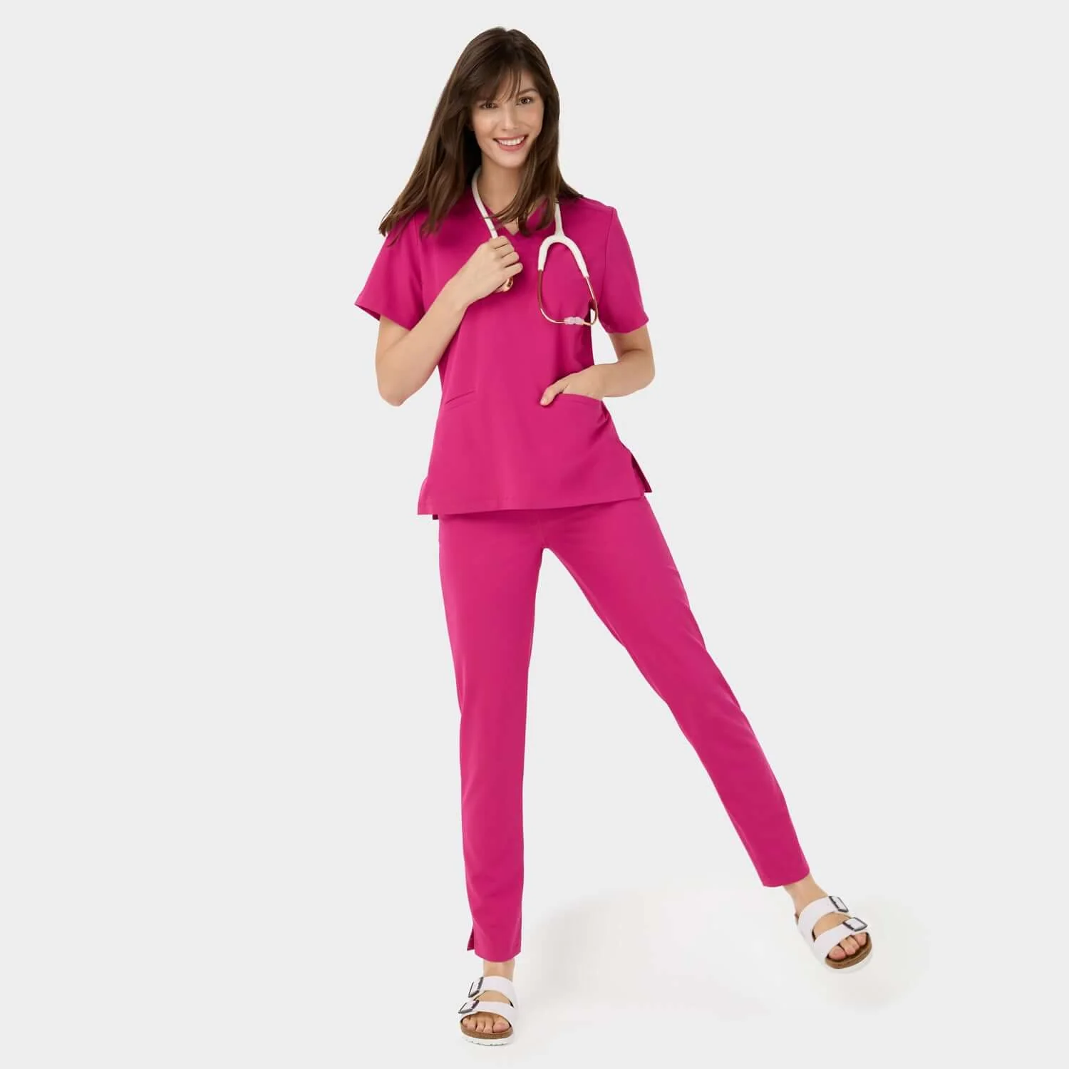 Bluza medyczna EMILY scrubs - RASPBERRY SORBET - Image 7