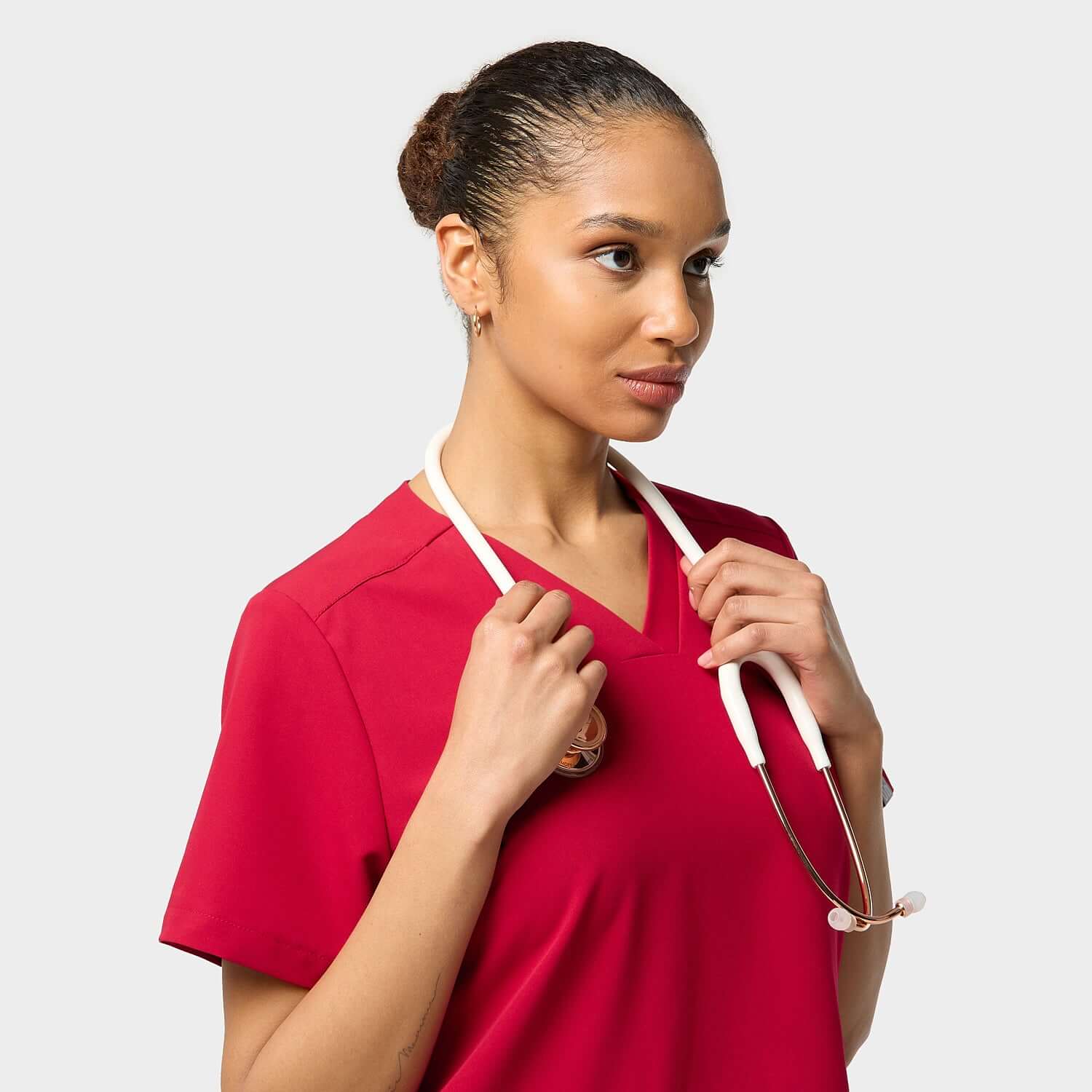 Bluza medyczna EMILY scrubs - RED CHERRY - Image 2