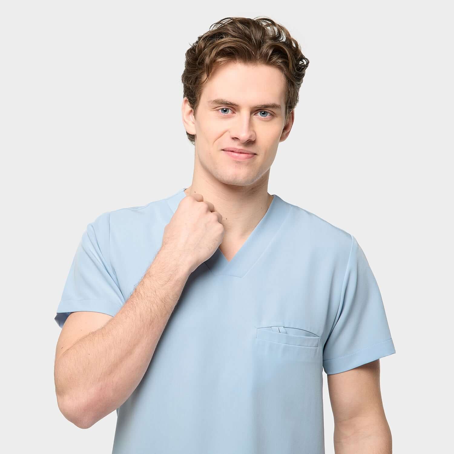Bluza medyczna męska LOGAN - BABY BLUE - Image 2