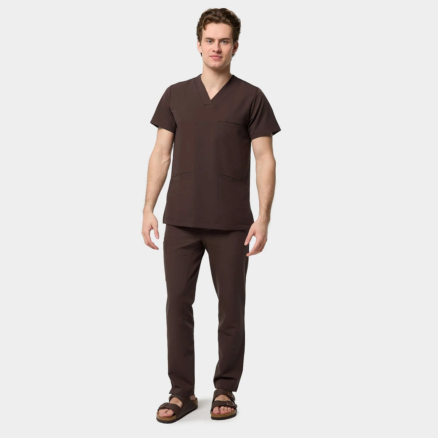 Bluza medyczna męska LOGAN - DARK CHOCOLATE