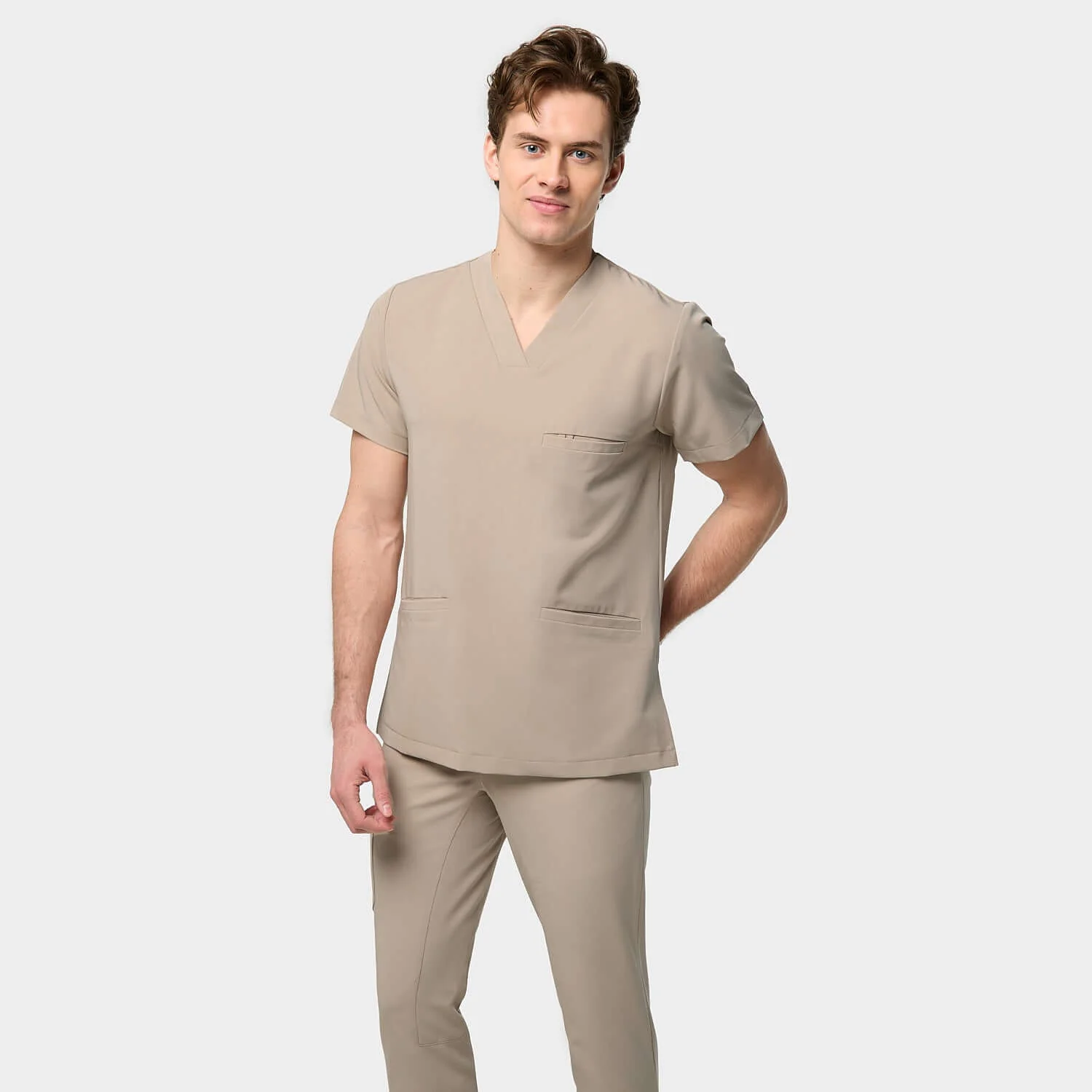 Bluza medyczna męska LOGAN - LATTE - Image 3