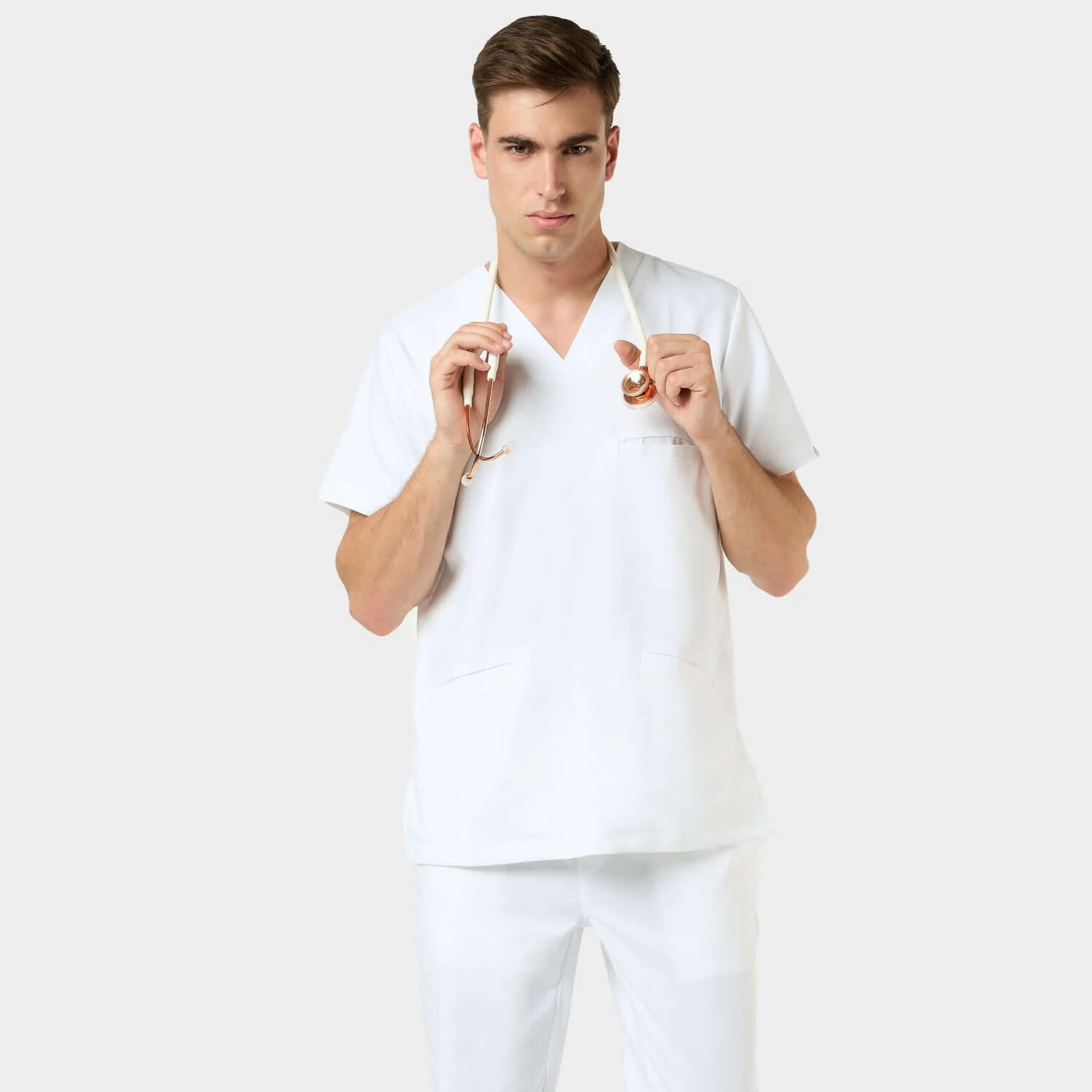 Bluza medyczna męska LOGAN - WHITE - Image 3