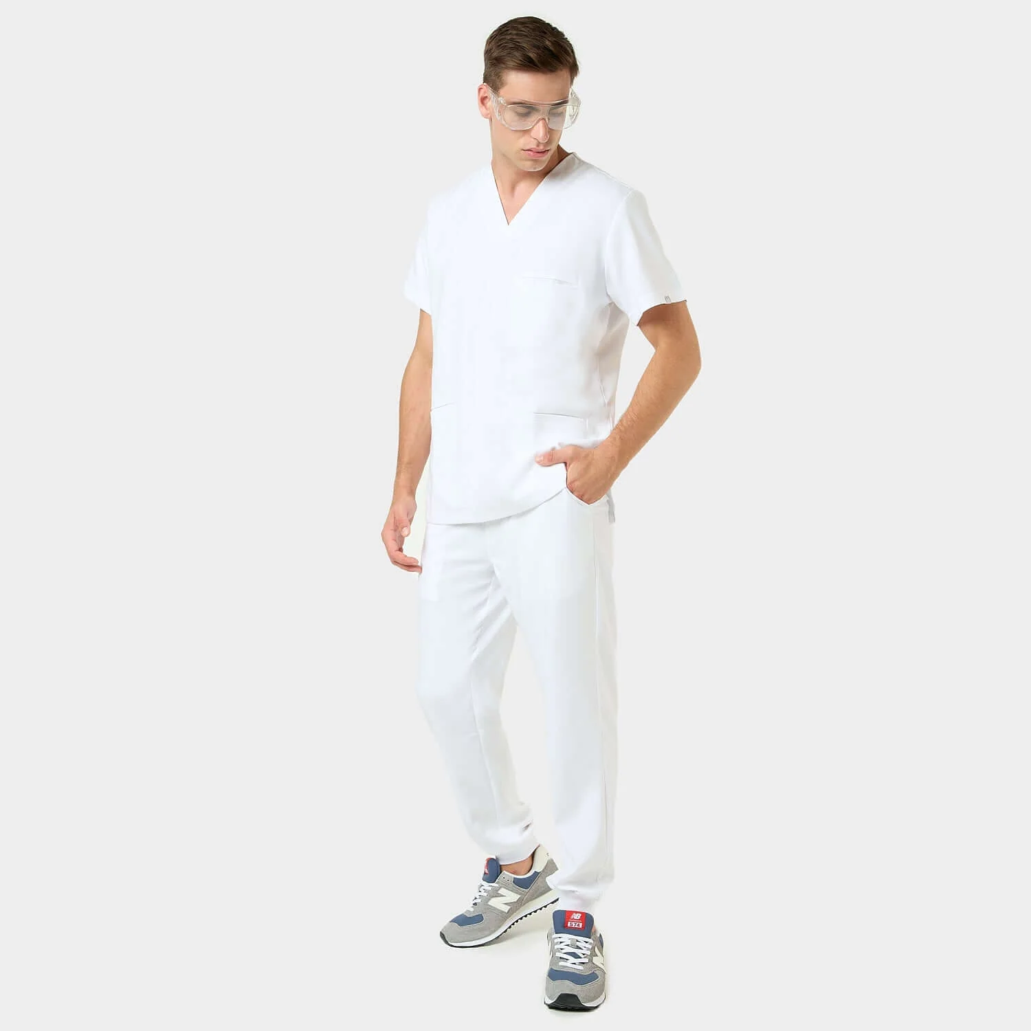Bluza medyczna męska LOGAN - WHITE - Image 4