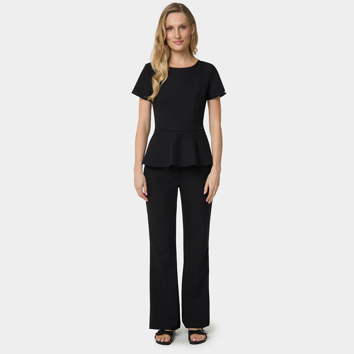 Bluza medyczna z baskinką KIM - BLACK - Image 2