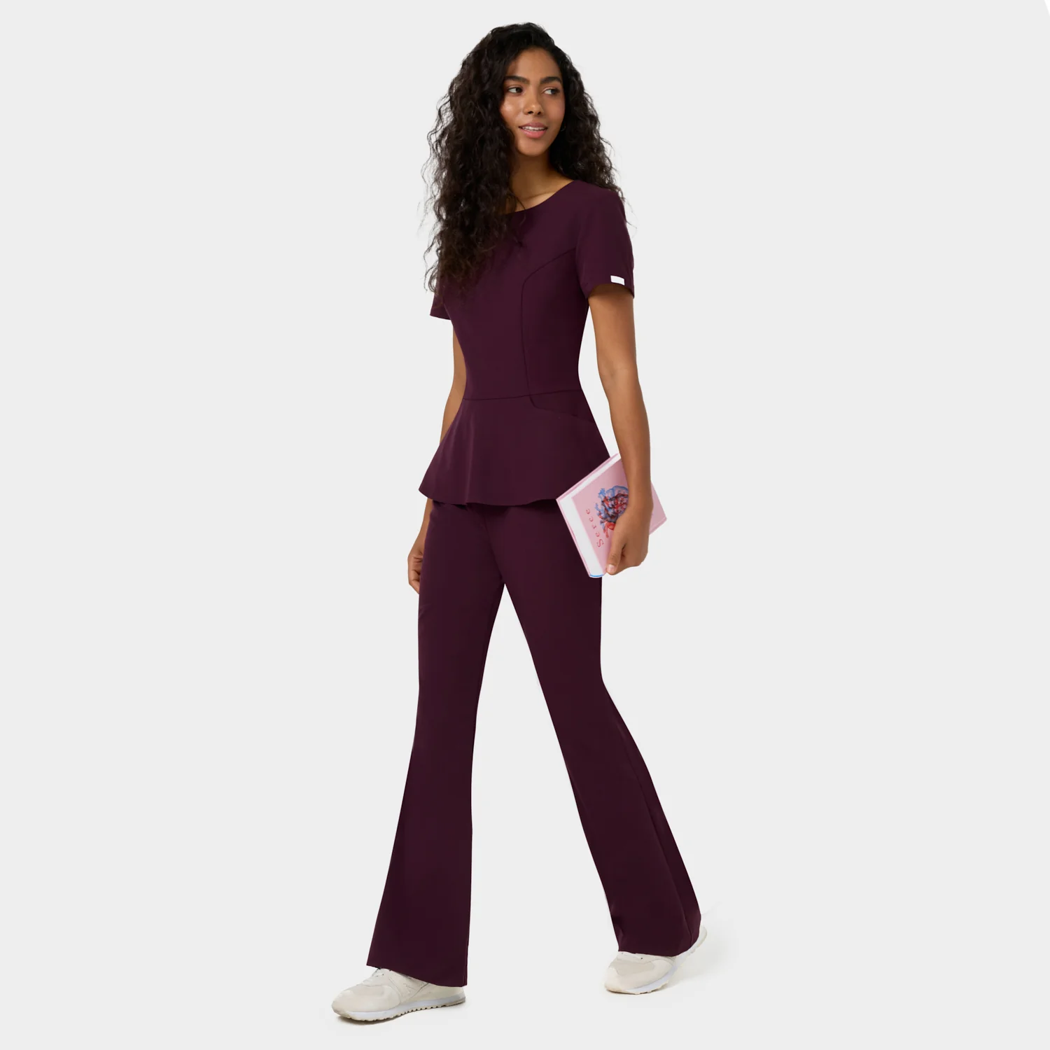 Bluza medyczna z baskinką KIM - BURGUNDY