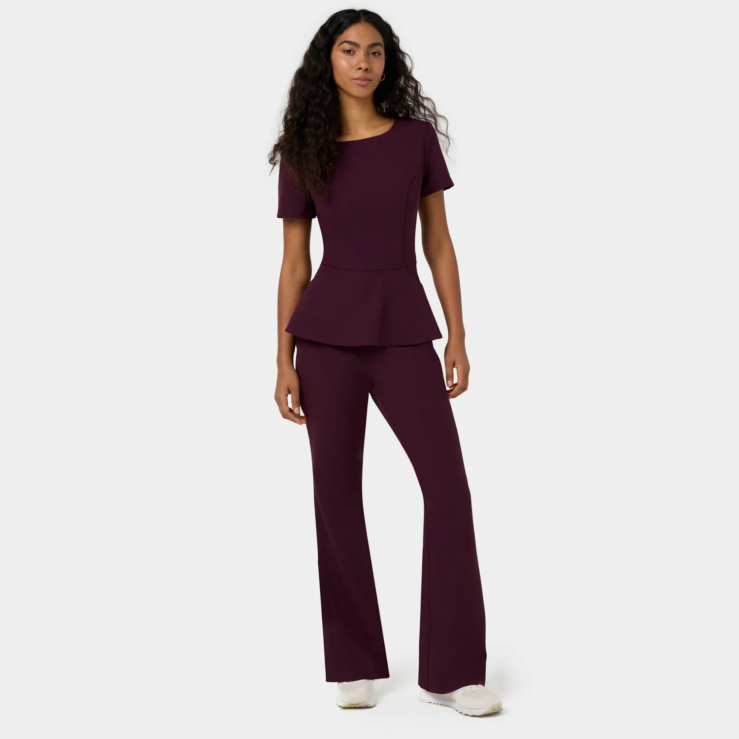 Bluza medyczna z baskinką KIM - BURGUNDY - Image 2