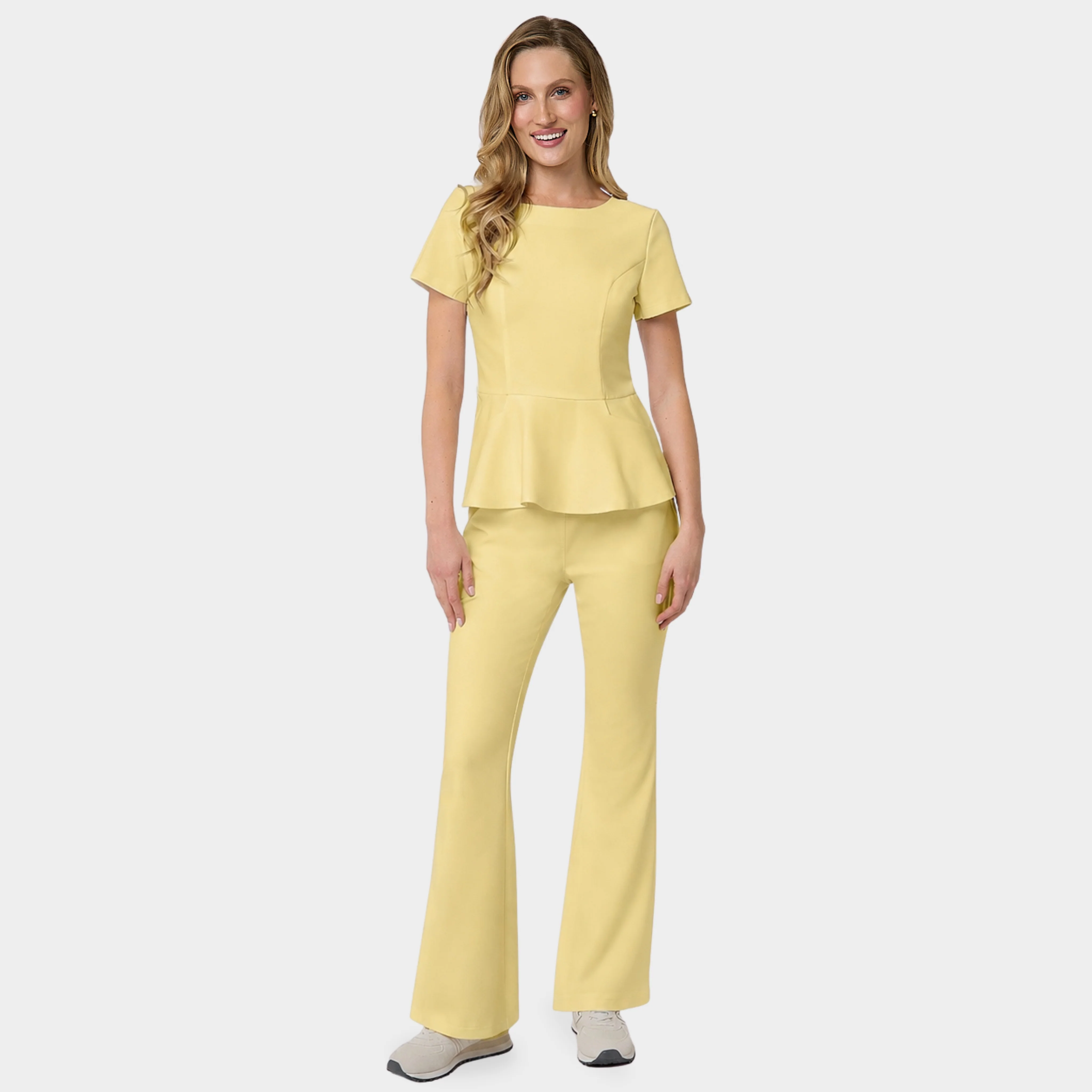 Bluza medyczna z baskinką KIM - BUTTER YELLOW