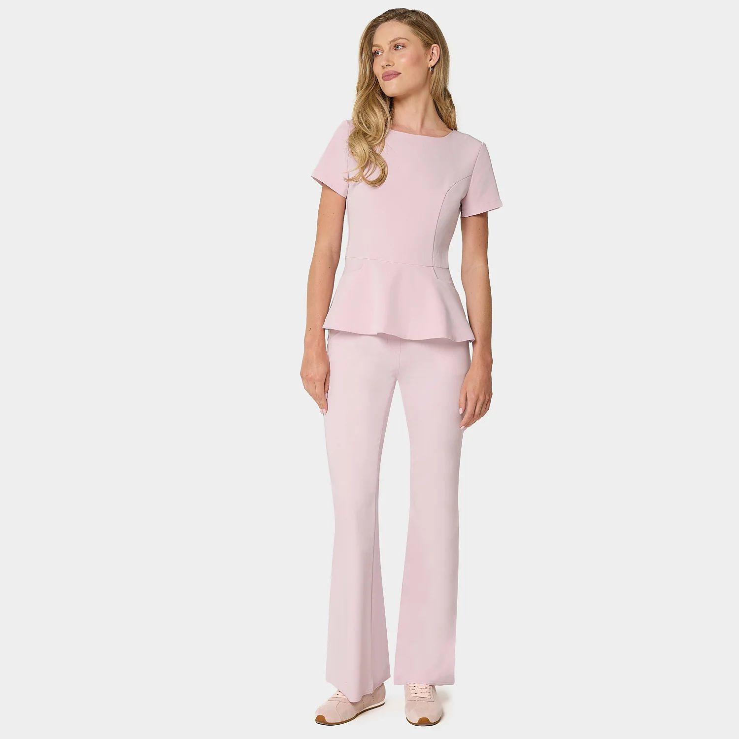 Bluza medyczna z baskinką KIM - PASTEL PINK
