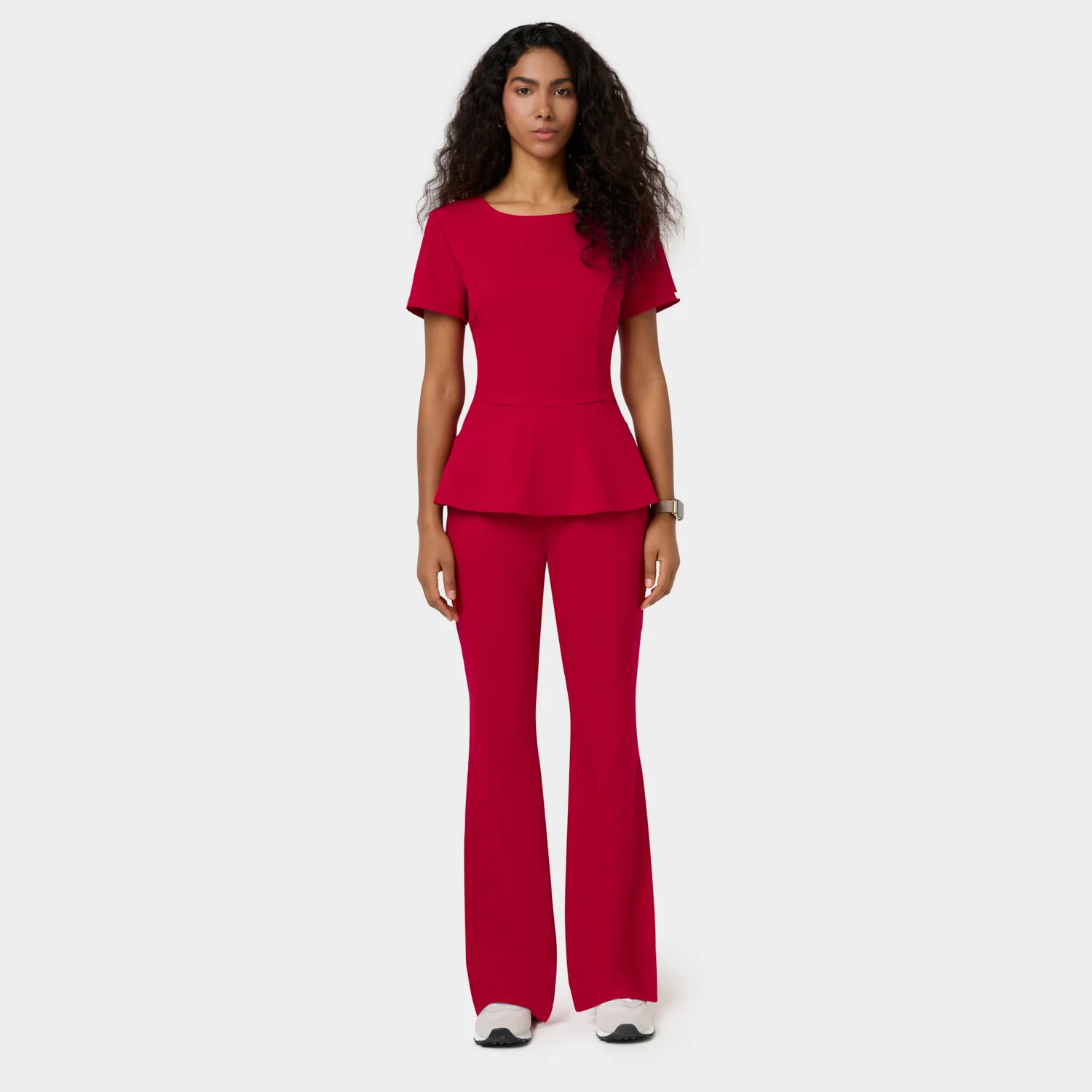 Bluza medyczna z baskinką KIM - RED CHERRY - Image 3
