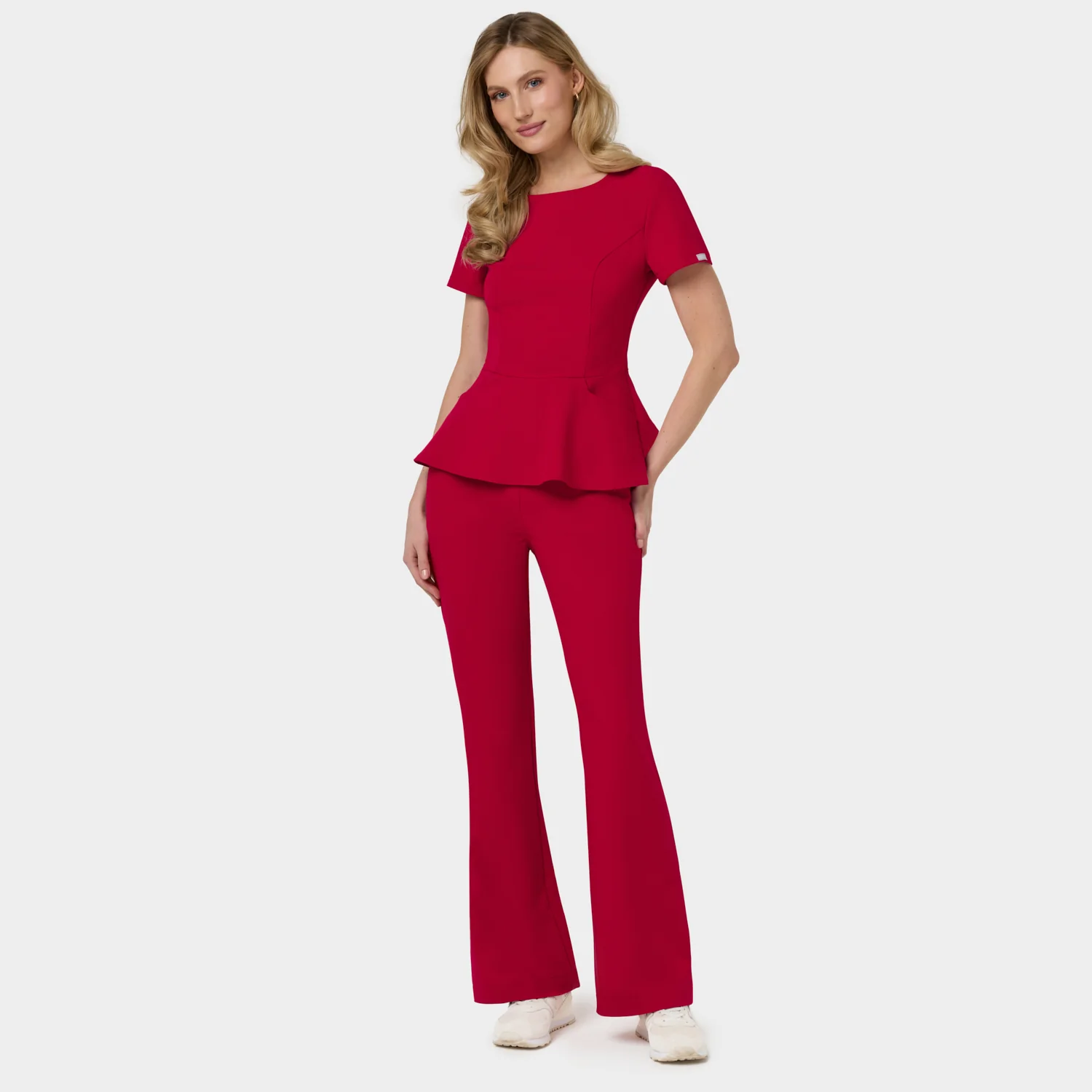 Bluza medyczna z baskinką KIM - RED CHERRY - Image 4