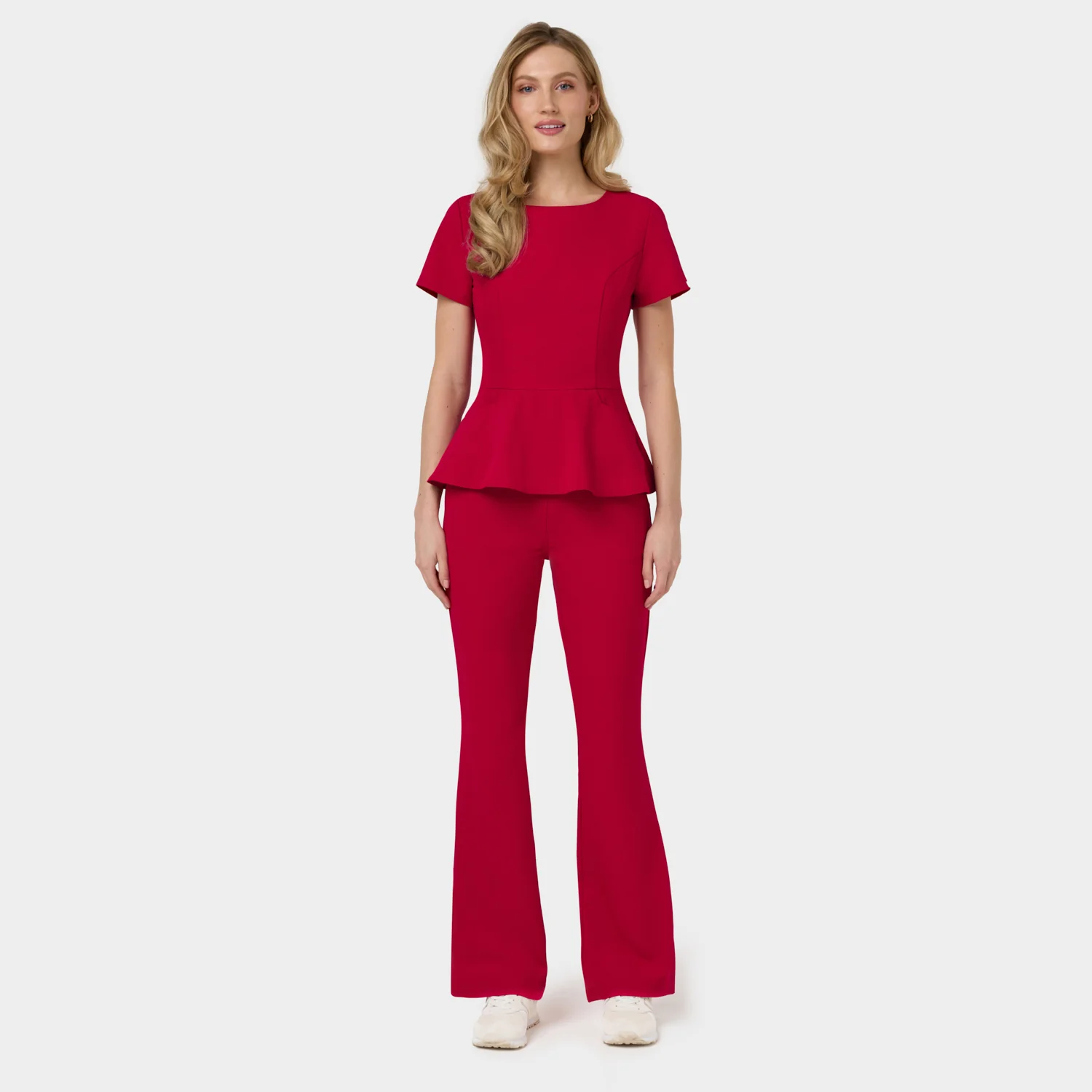 Bluza medyczna z baskinką KIM - RED CHERRY - Image 6