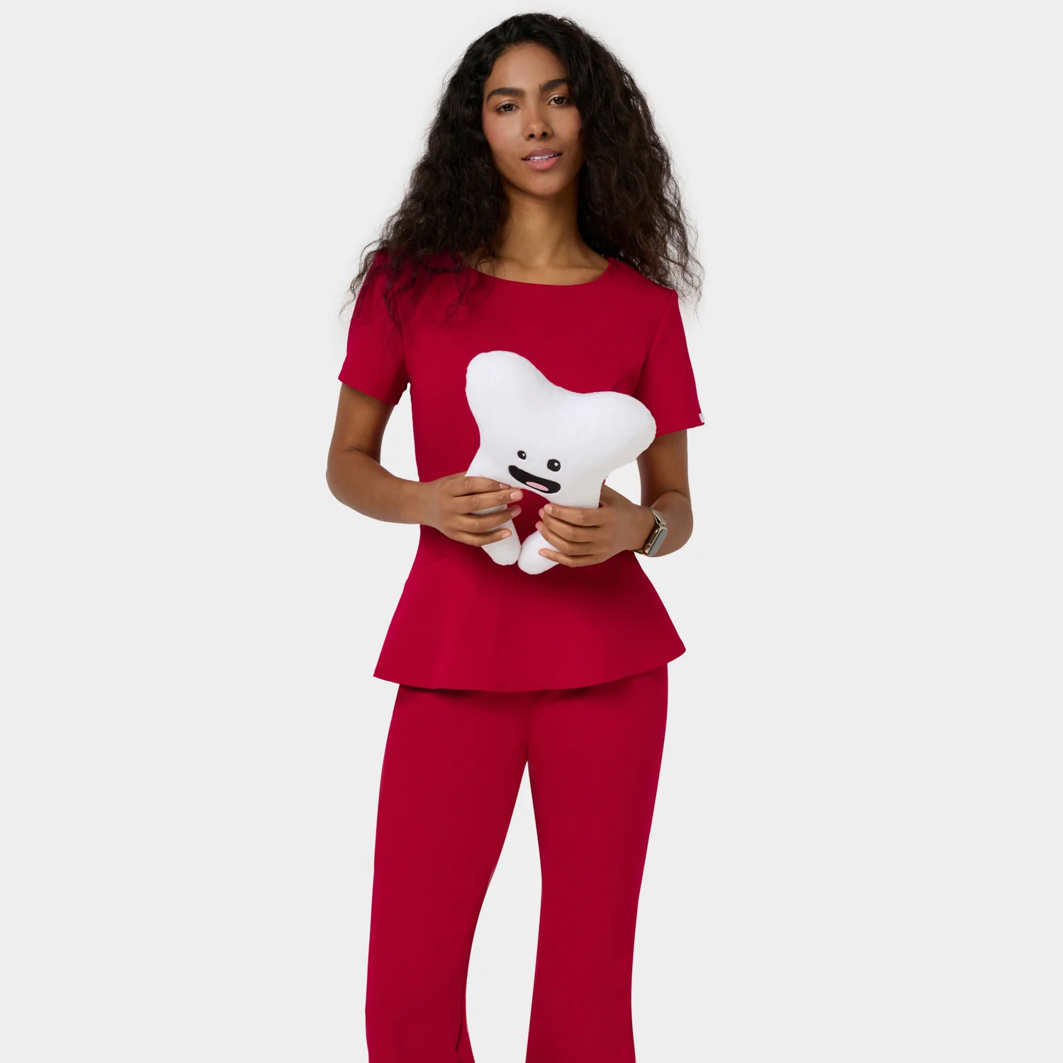 Bluza medyczna z baskinką KIM - RED CHERRY - Image 9