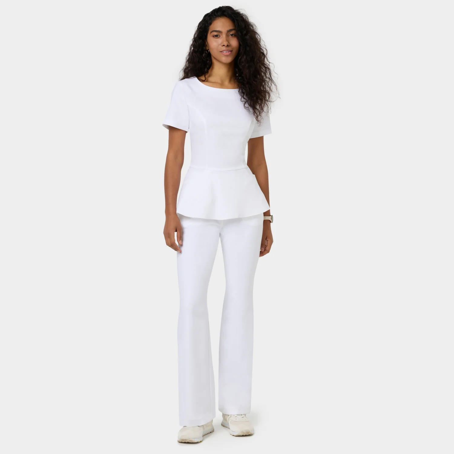 Bluza medyczna z baskinką KIM - WHITE
