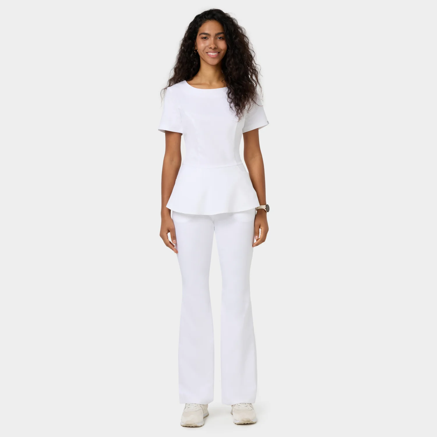 Bluza medyczna z baskinką KIM - WHITE - Image 4