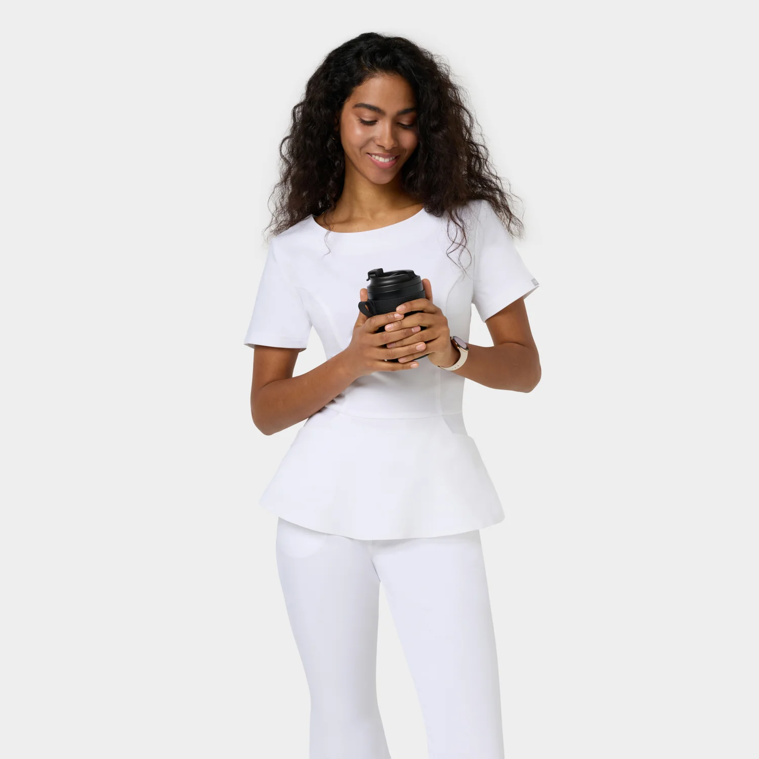 Bluza medyczna z baskinką KIM - WHITE - Image 6