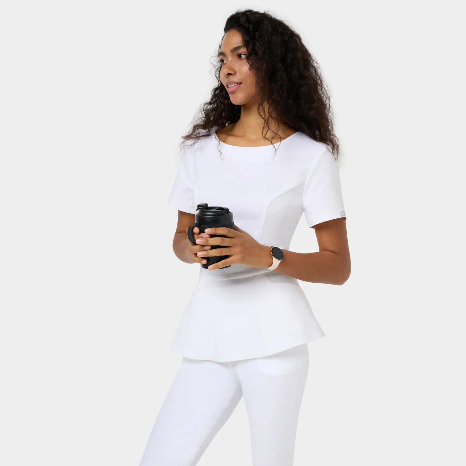 Bluza medyczna z baskinką KIM - WHITE - Image 7