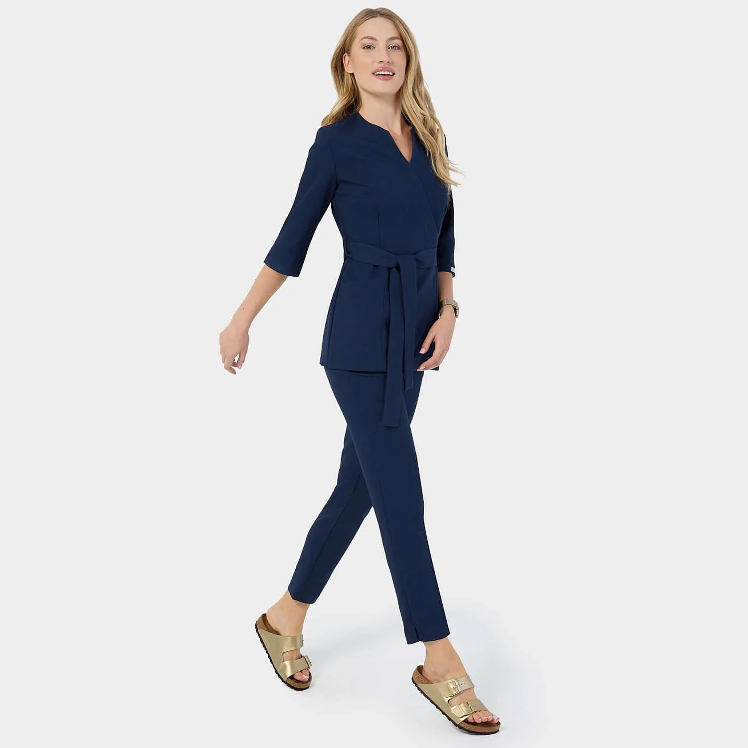 Fartuszek medyczny SOPHIA rękawy 3/4 - NAVY - Image 3