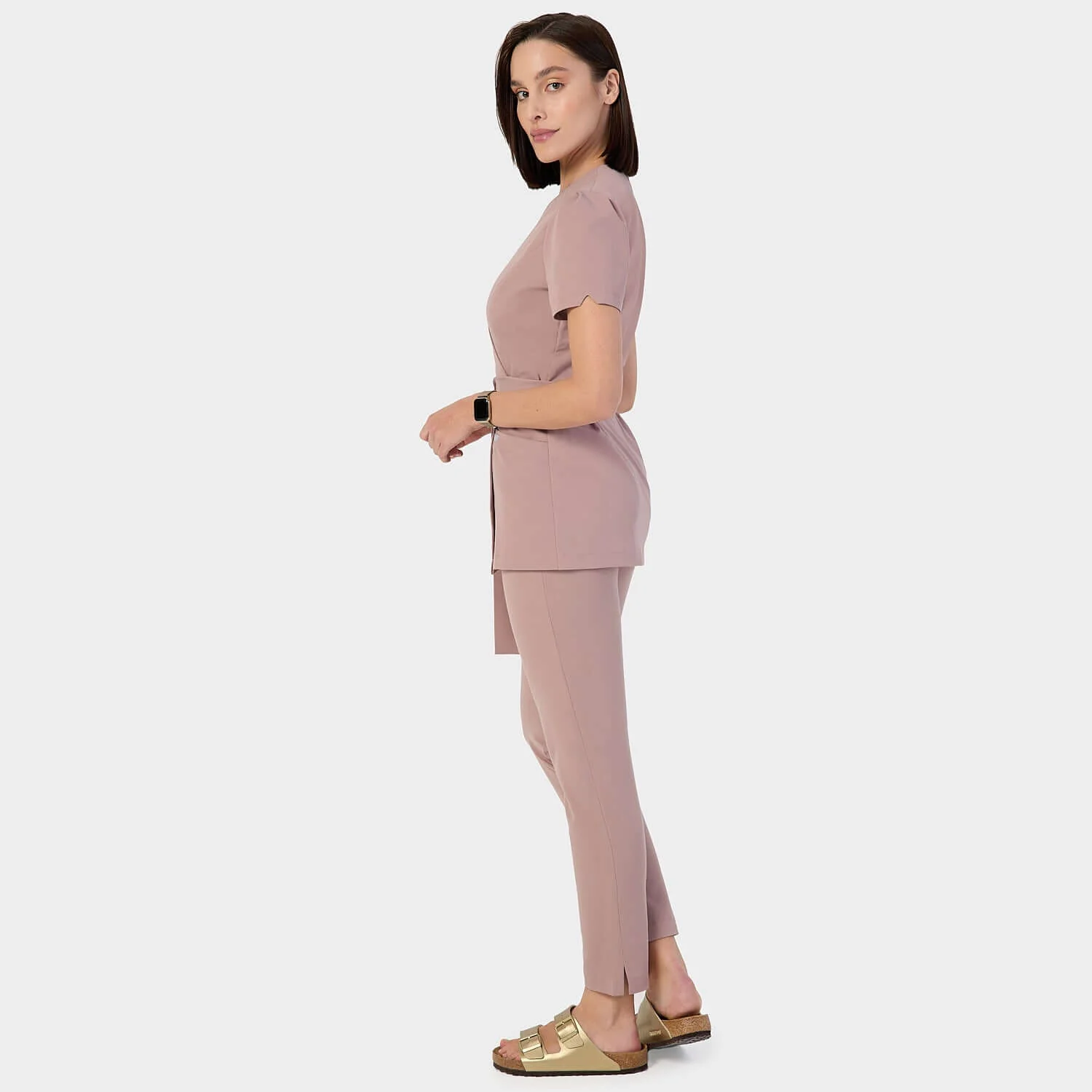 Fartuszek medyczny wiązany AMELIA - DUSTY PINK - Image 5