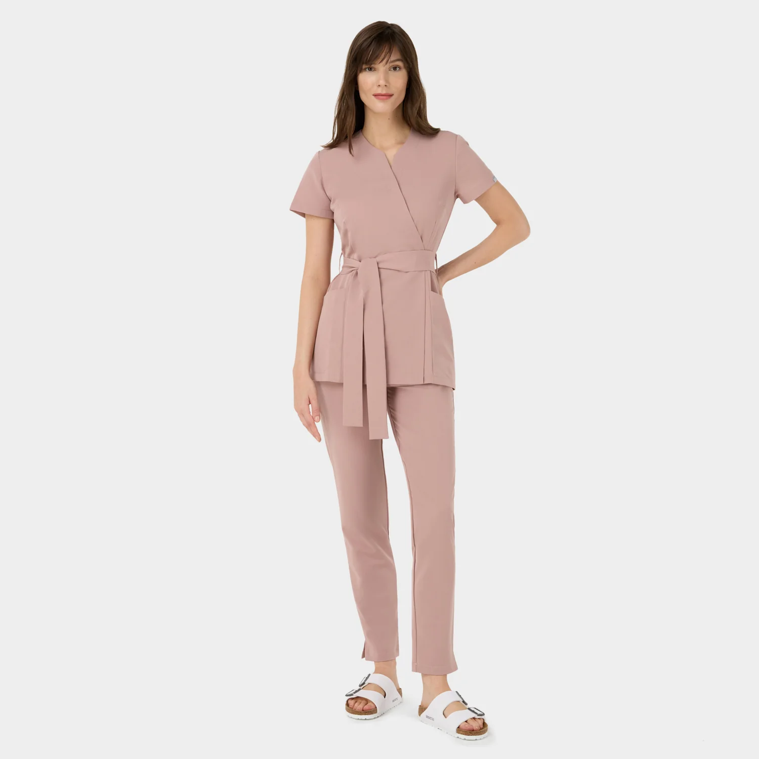 Fartuszek medyczny wiązany SOPHIA - DUSTY PINK - Image 9