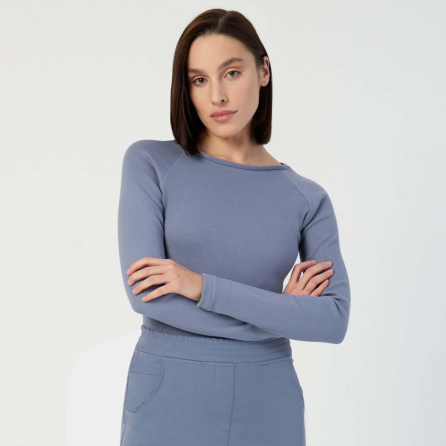 Longsleeve medyczny damski - INK BLUE - Image 2