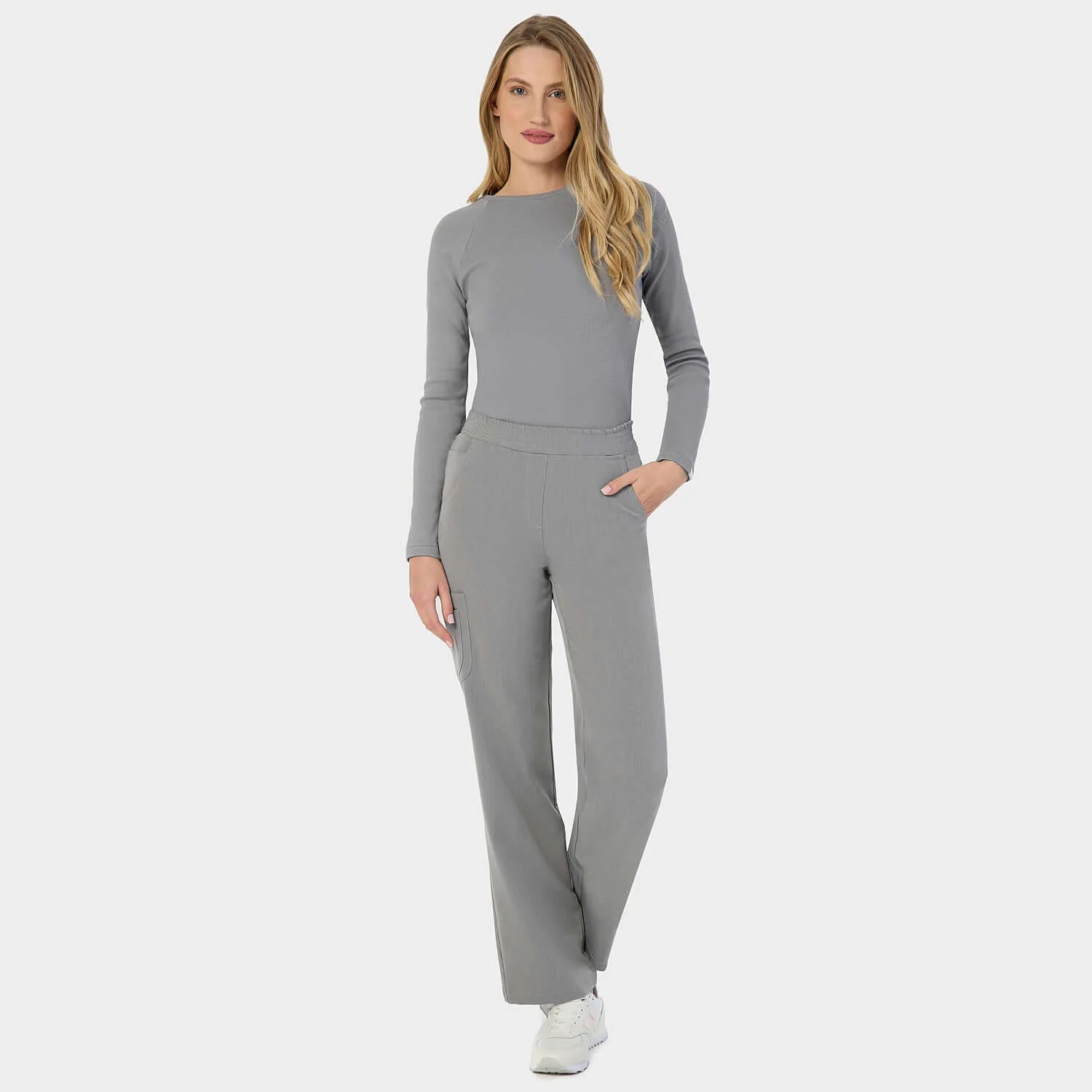 Longsleeve medyczny damski - MISTY GREY - Image 3