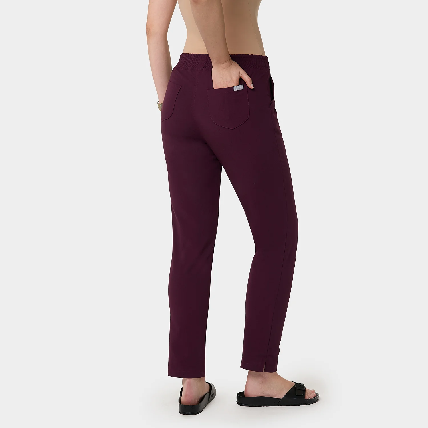 Spodnie medyczne damskie - BURGUNDY - Image 2