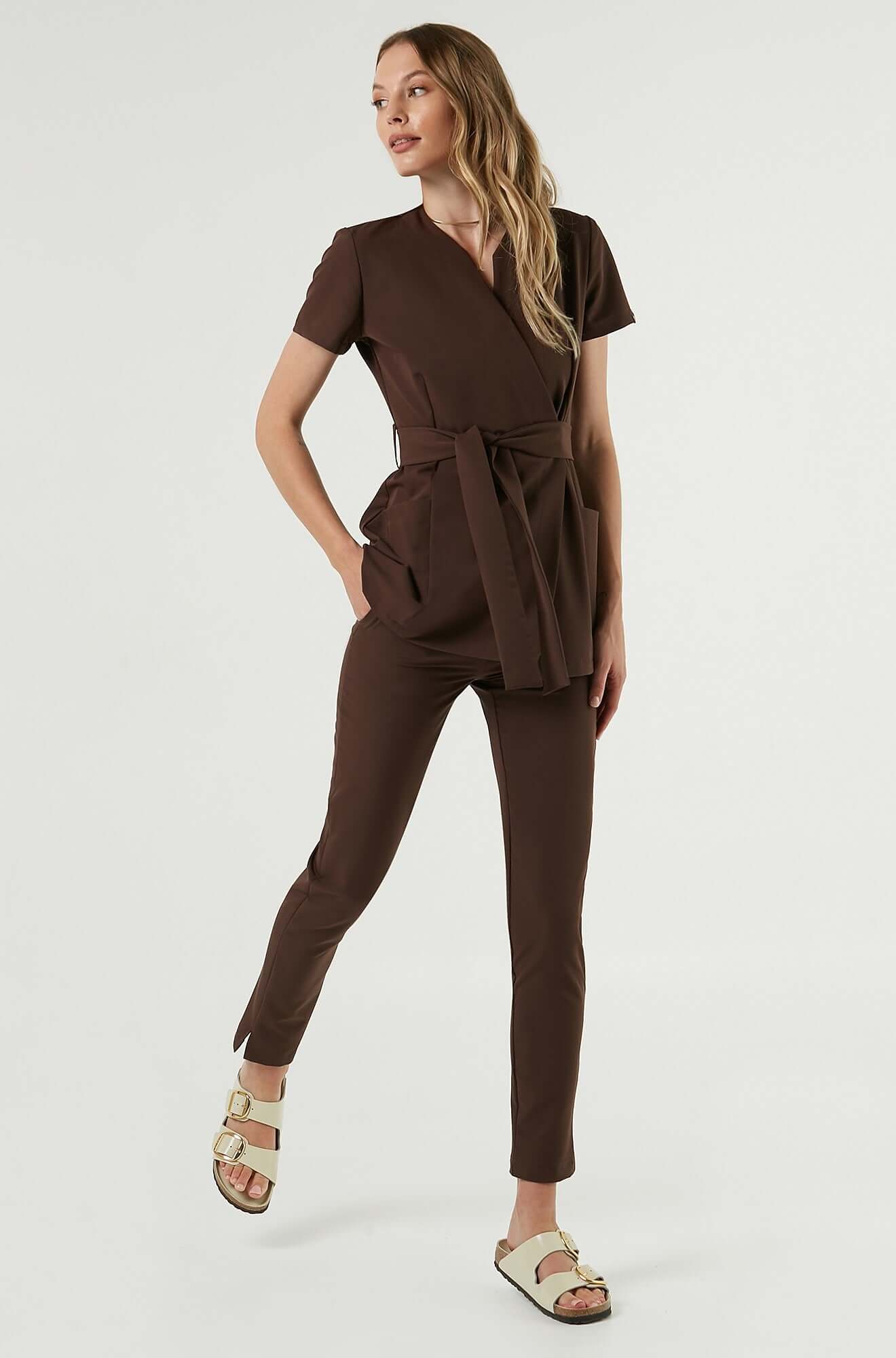 Spodnie medyczne damskie - DARK CHOCOLATE - Image 5