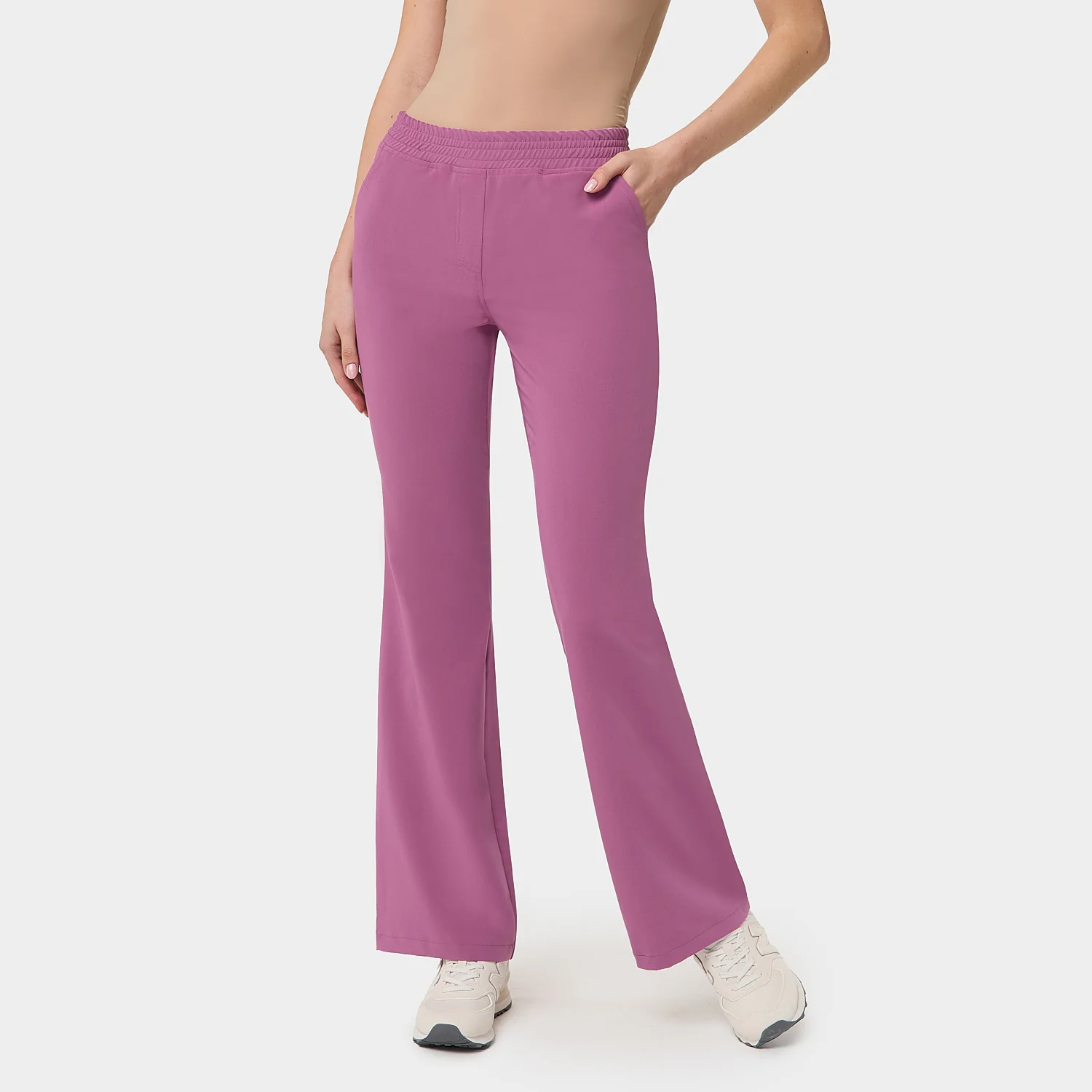 Spodnie medyczne damskie flare BERRY CRUSH - Image 2