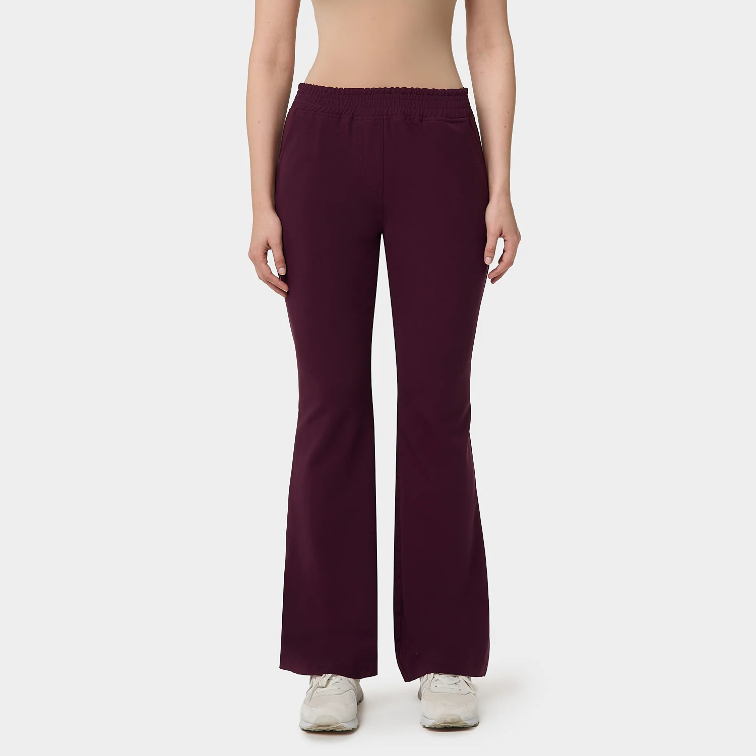 Spodnie medyczne damskie flare BURGUNDY