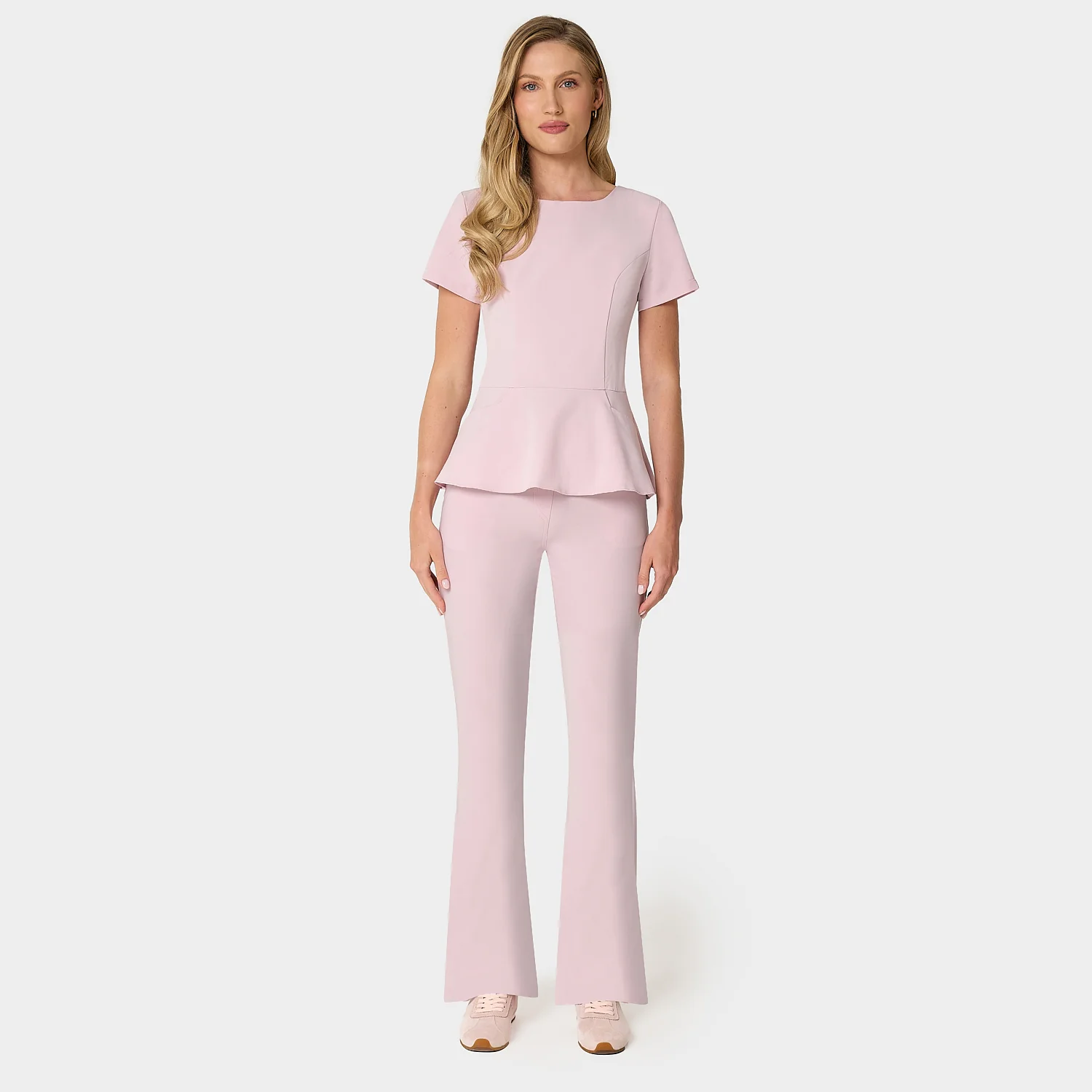 Spodnie medyczne damskie flare PASTEL PINK