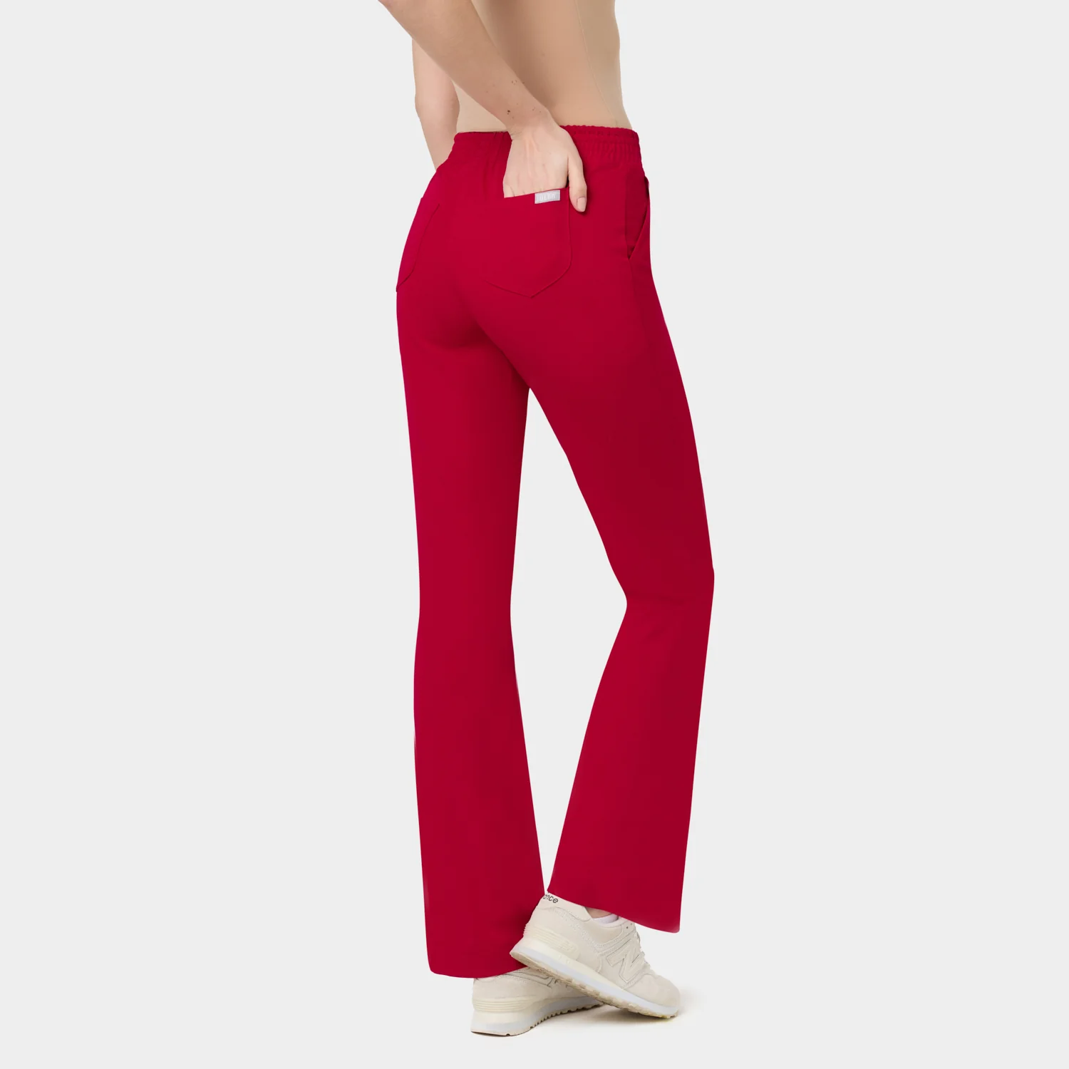Spodnie medyczne damskie flare RED CHERRY - Image 3