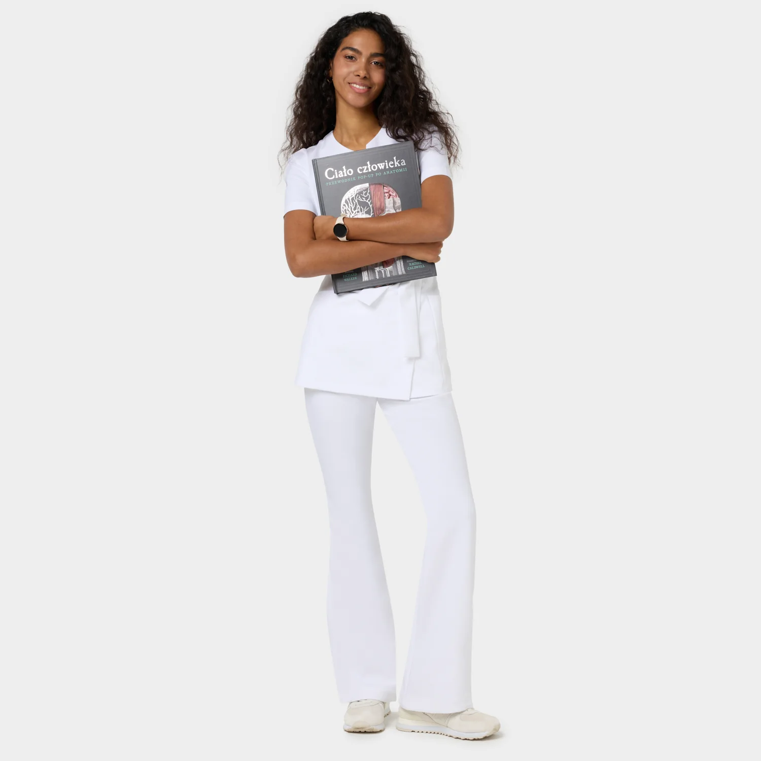 Spodnie medyczne damskie flare WHITE