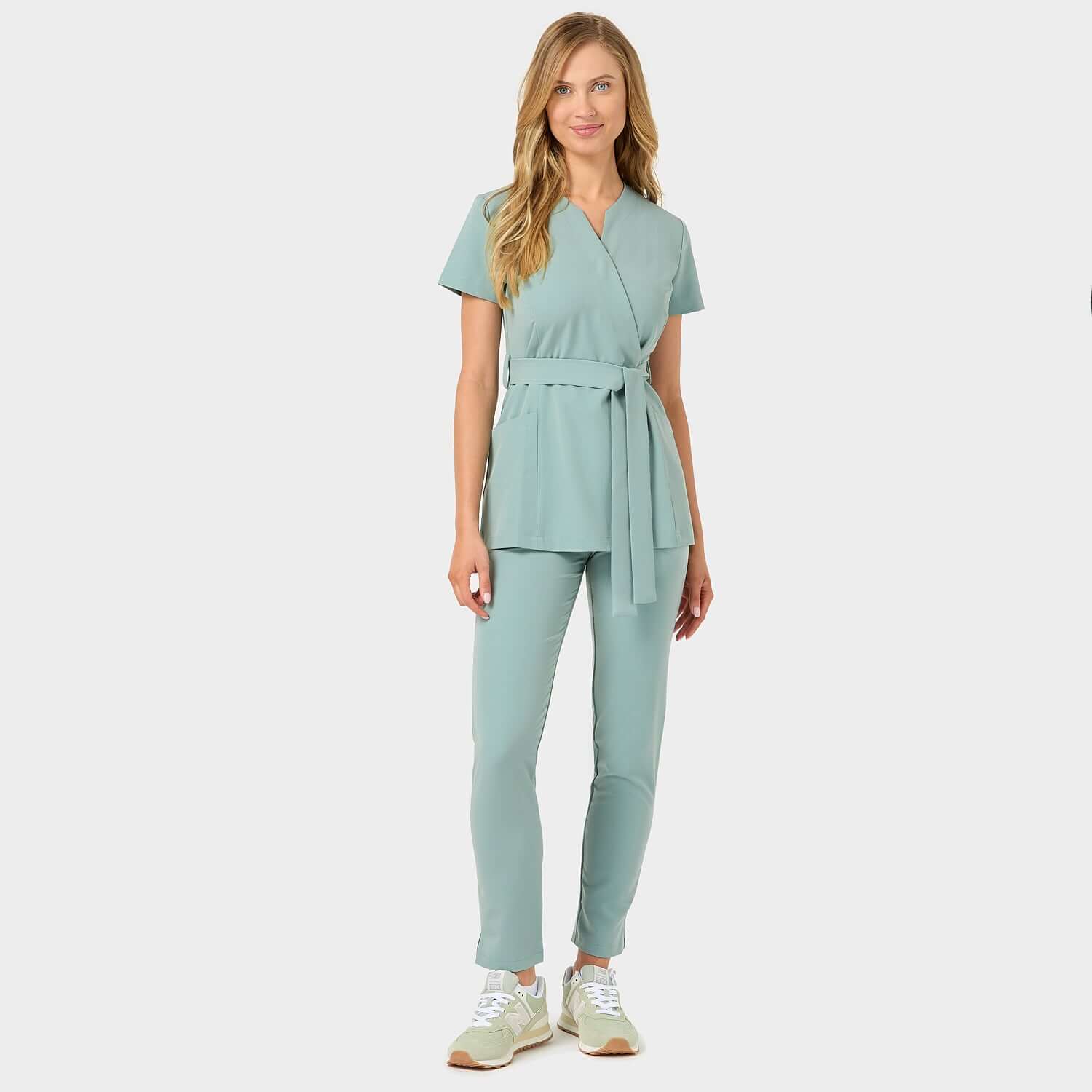 Spodnie medyczne damskie - SAGE GREEN - Image 3