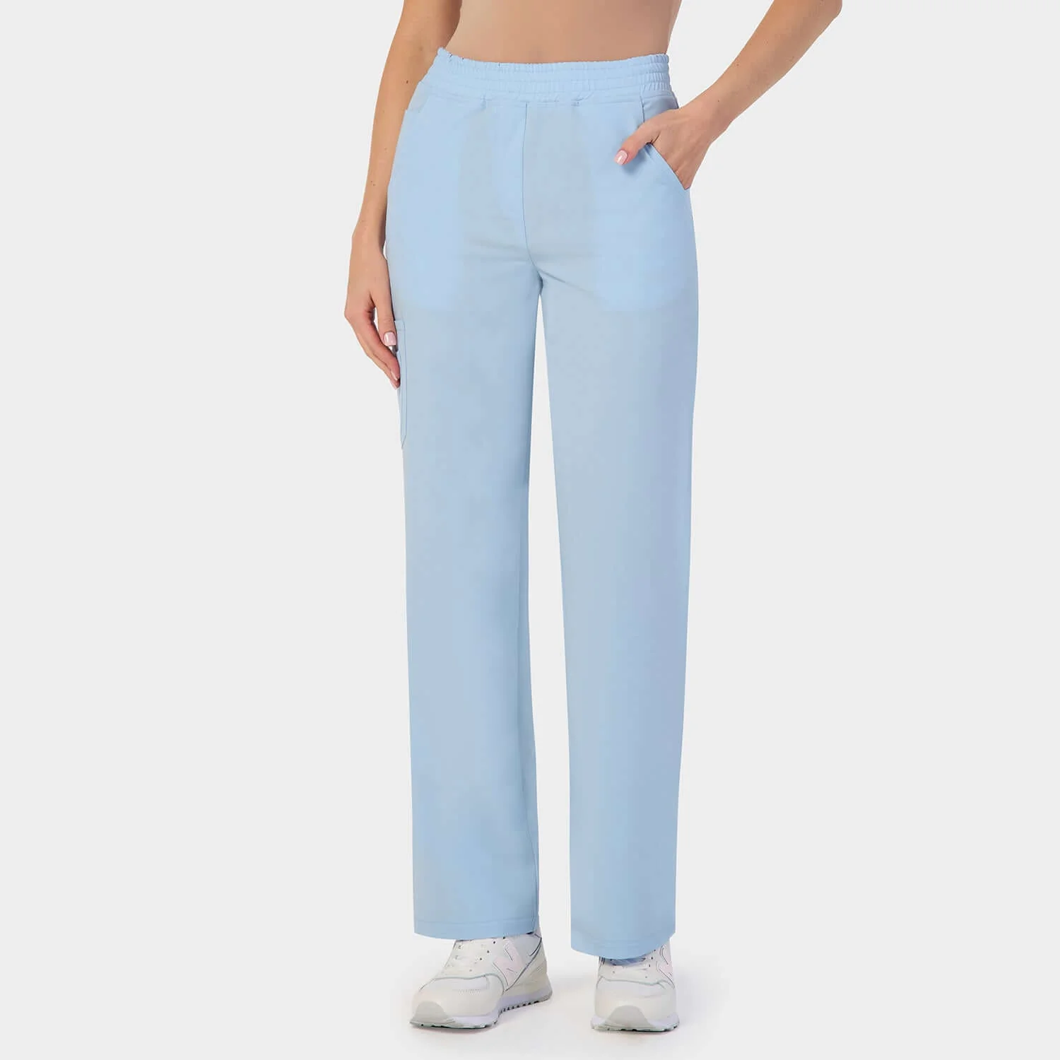 Spodnie medyczne damskie szerokie - BABY BLUE - Image 3
