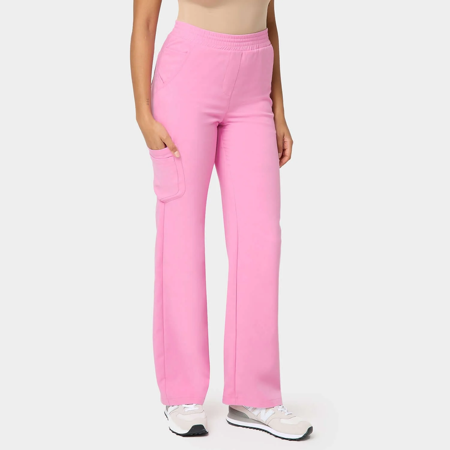 Spodnie medyczne damskie szerokie - CANDY PINK - Image 3