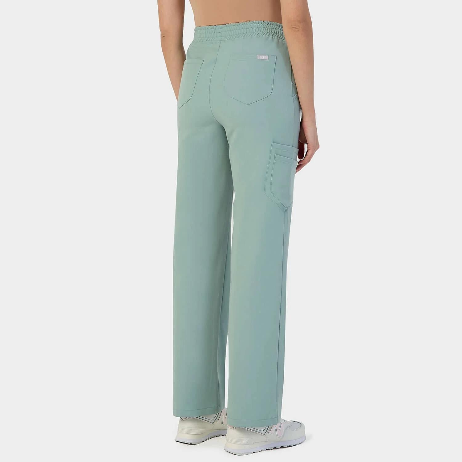 Spodnie medyczne damskie szerokie - SAGE GREEN - Image 3
