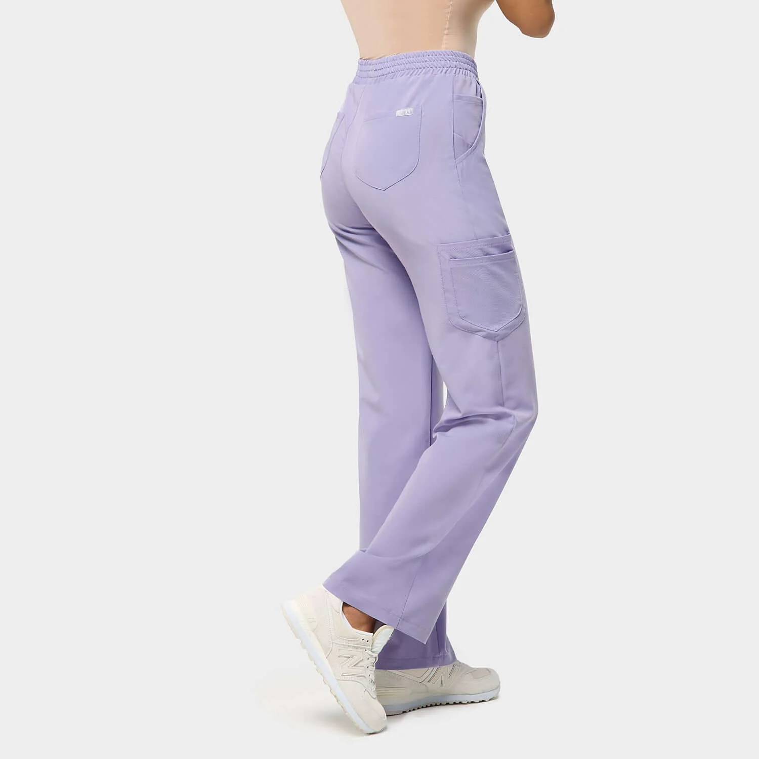 Spodnie medyczne damskie szerokie - SOFT LILAC - Image 4