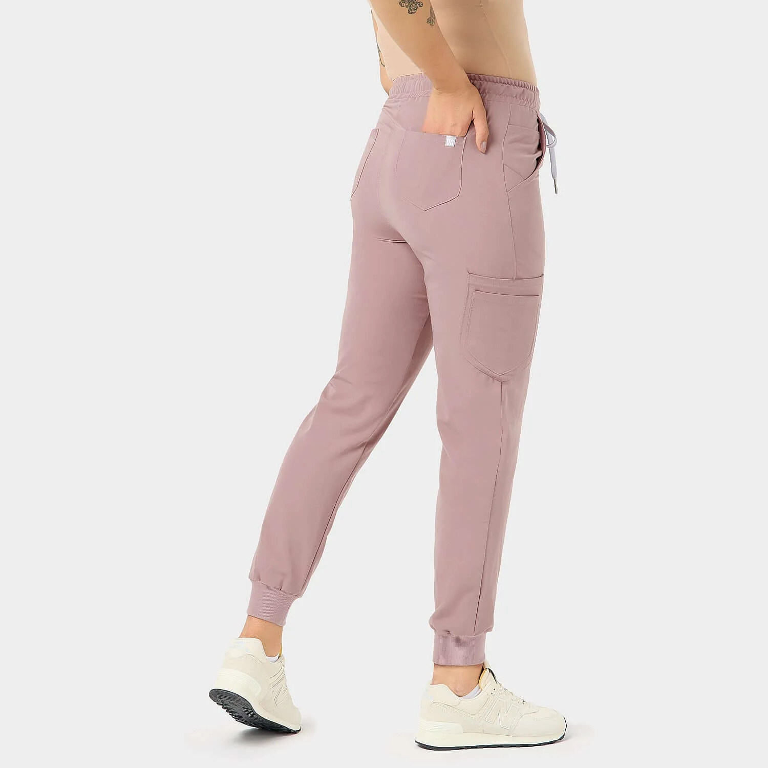 Spodnie medyczne joggery - DUSTY PINK - Image 3