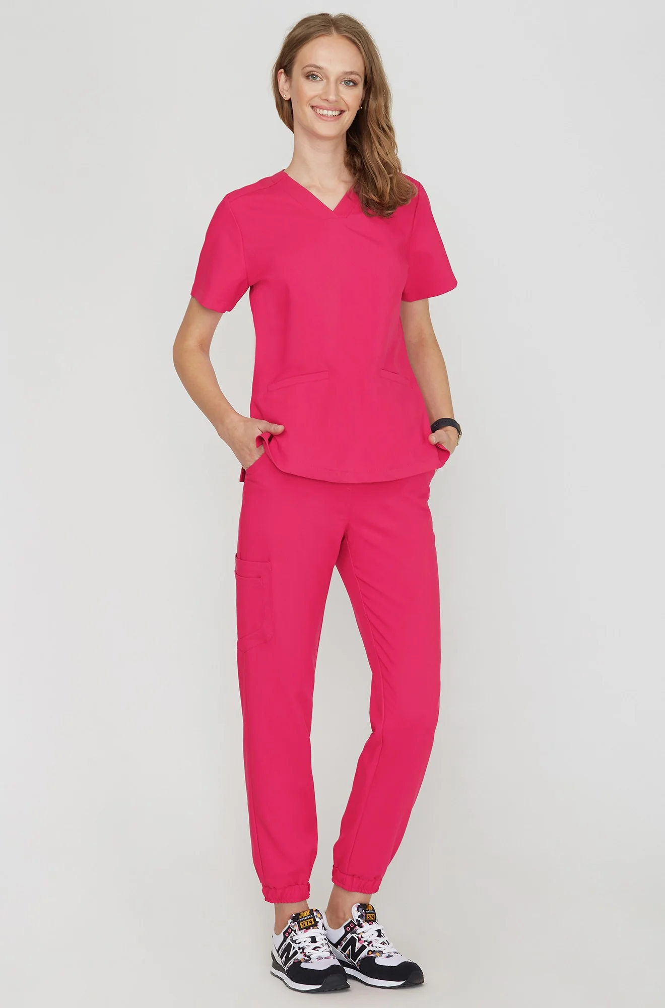 Spodnie medyczne joggery - FUCHSIA - Image 4