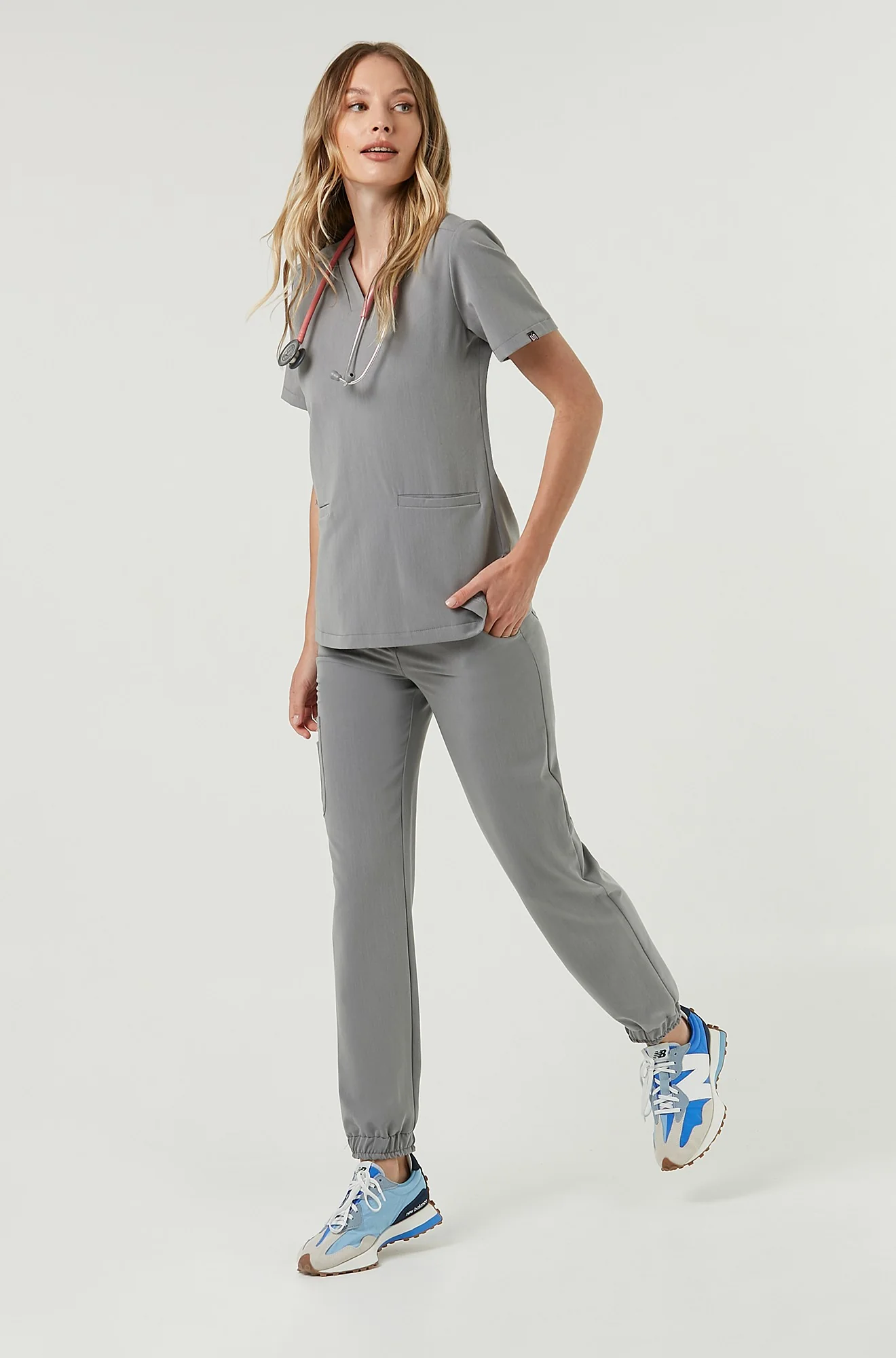 Spodnie medyczne joggery outlet - MISTY GREY - Image 2