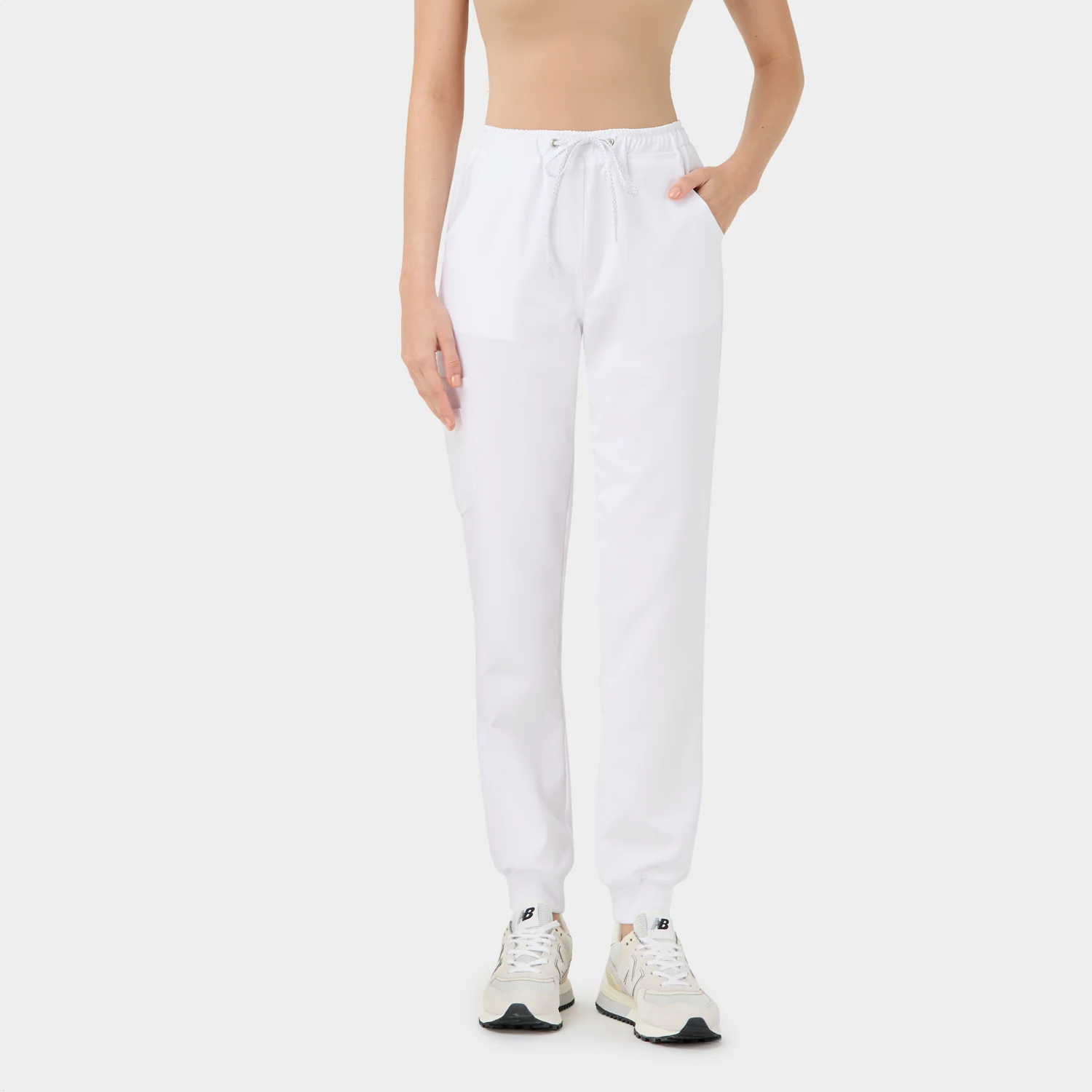 Spodnie medyczne joggery - WHITE - Image 2