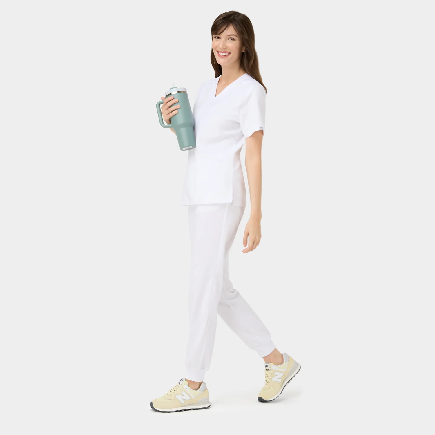 Spodnie medyczne joggery - WHITE - Image 3